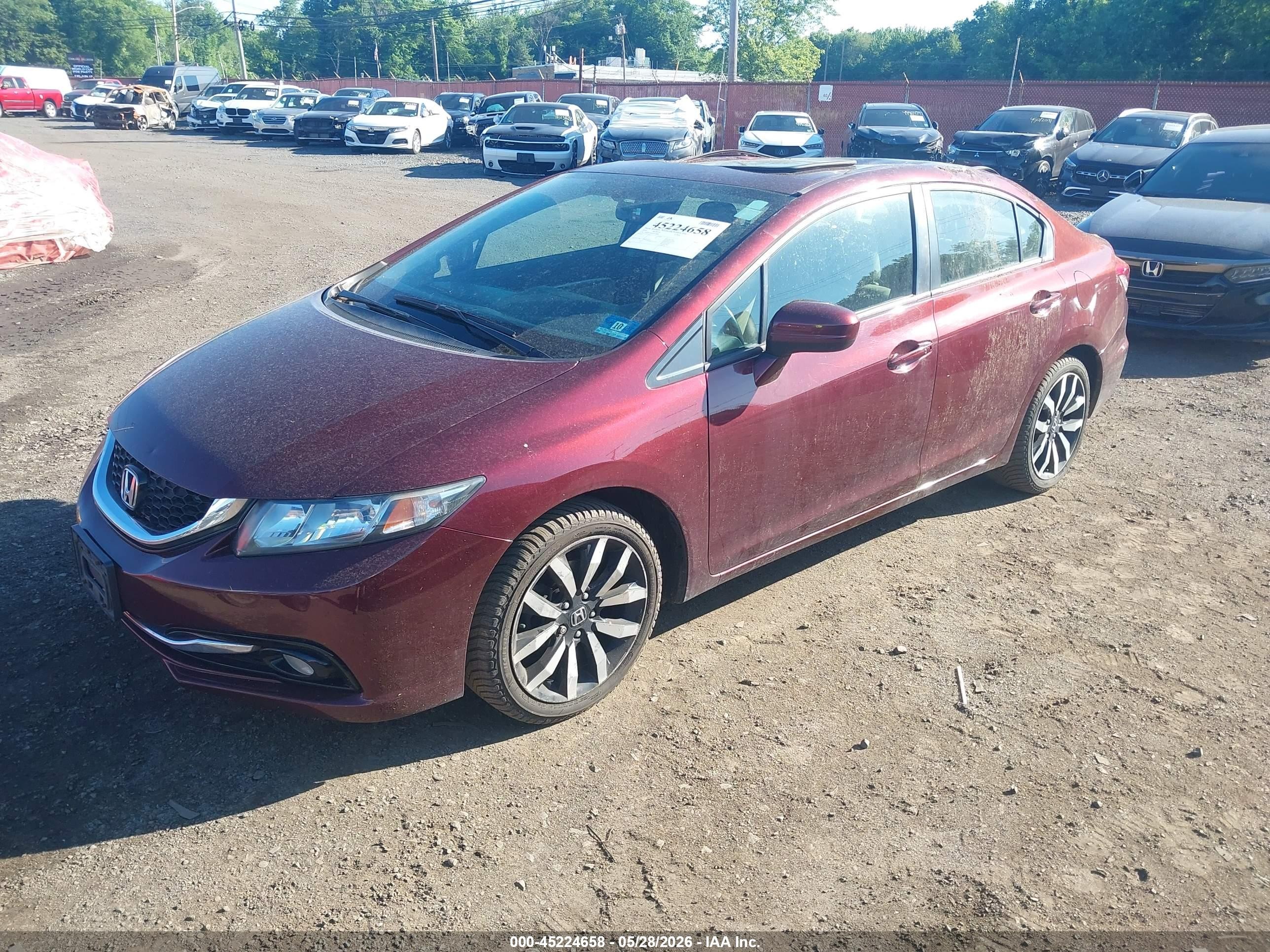 2014 Honda Civic Ex-l Бордовый vin: 19XFB2F92EE275888