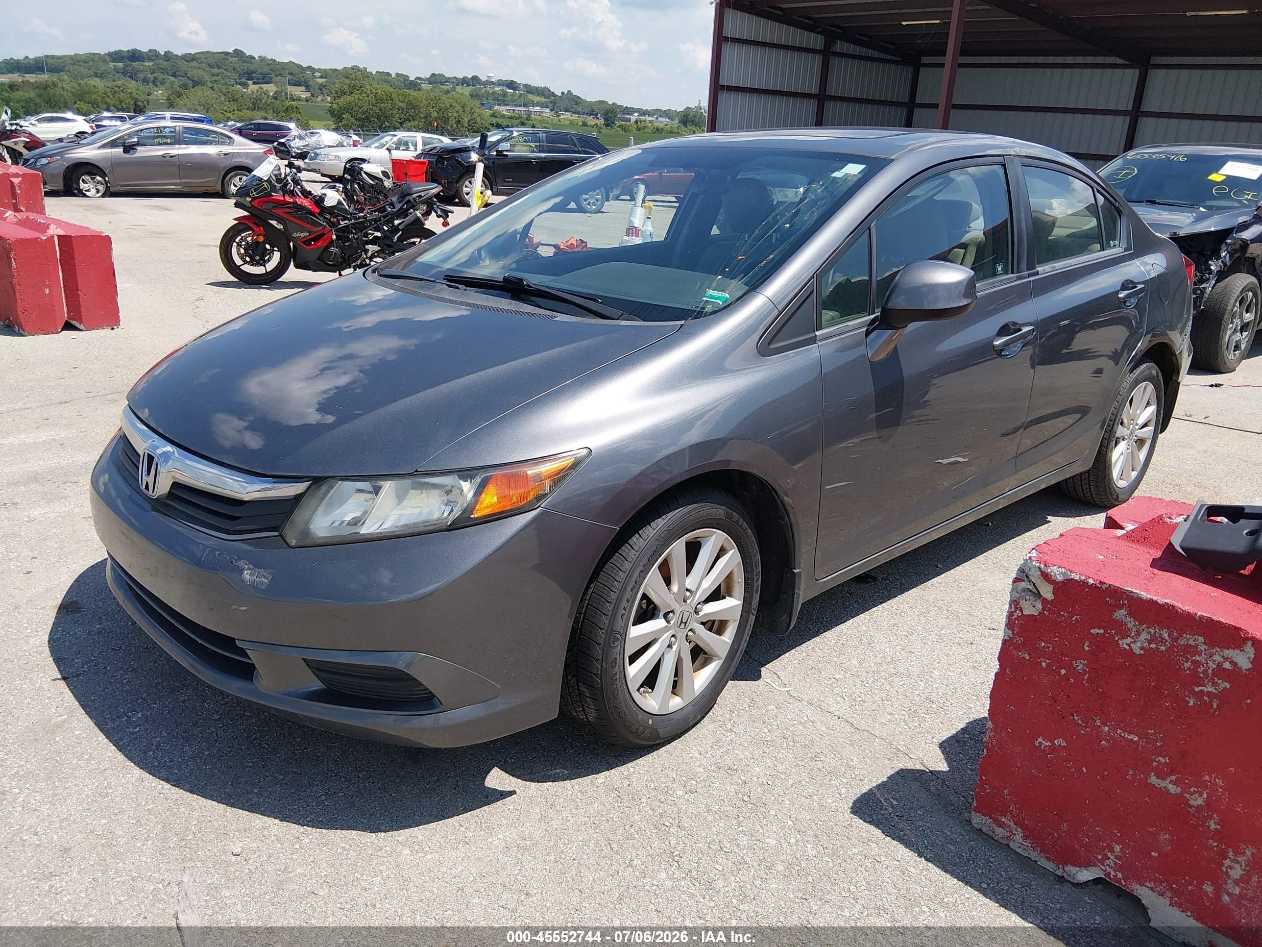 2012 Honda Civic Ex-l Gray vin: 19XFB2F93CE042373
