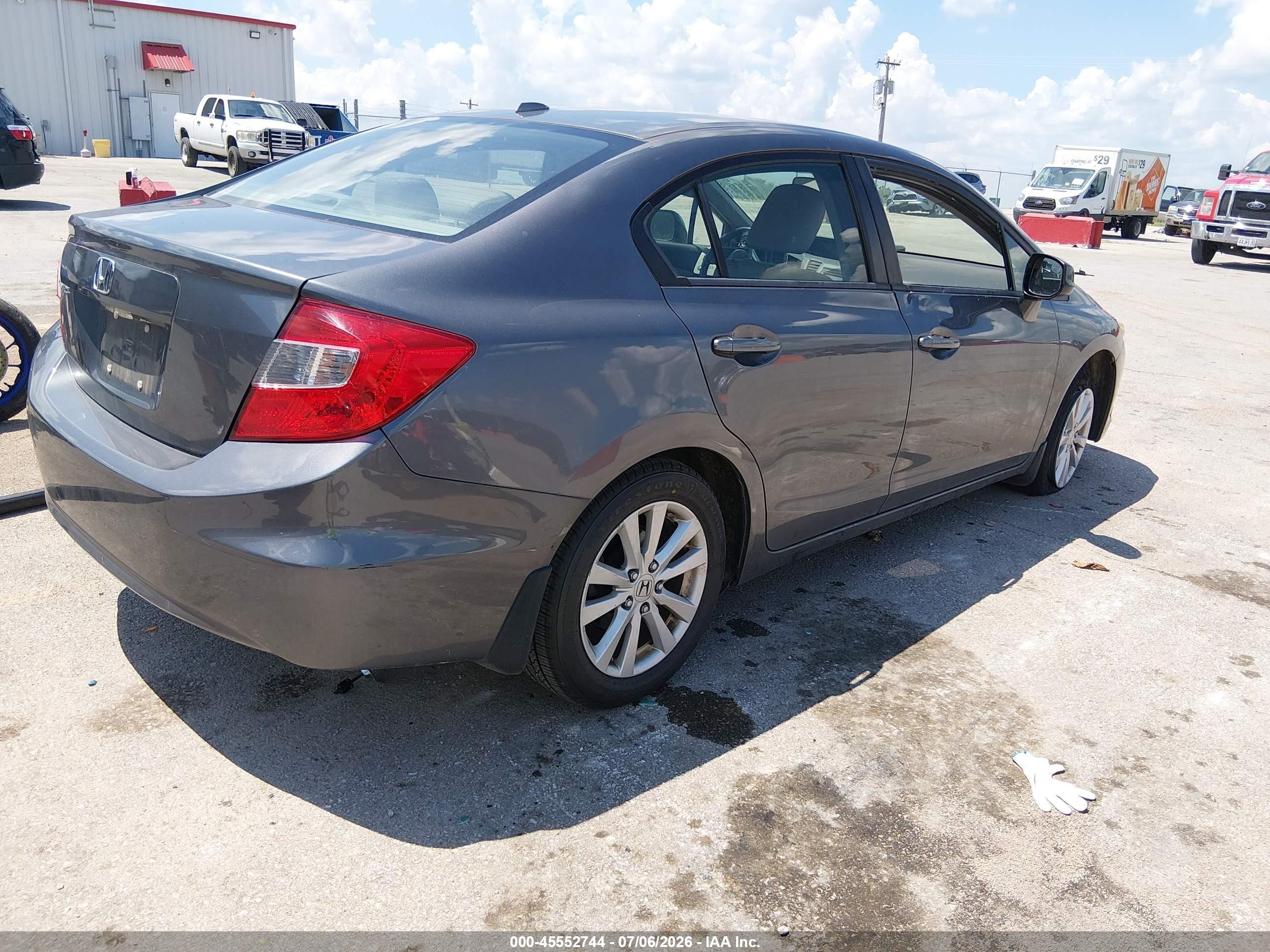 2012 Honda Civic Ex-l Gray vin: 19XFB2F93CE042373