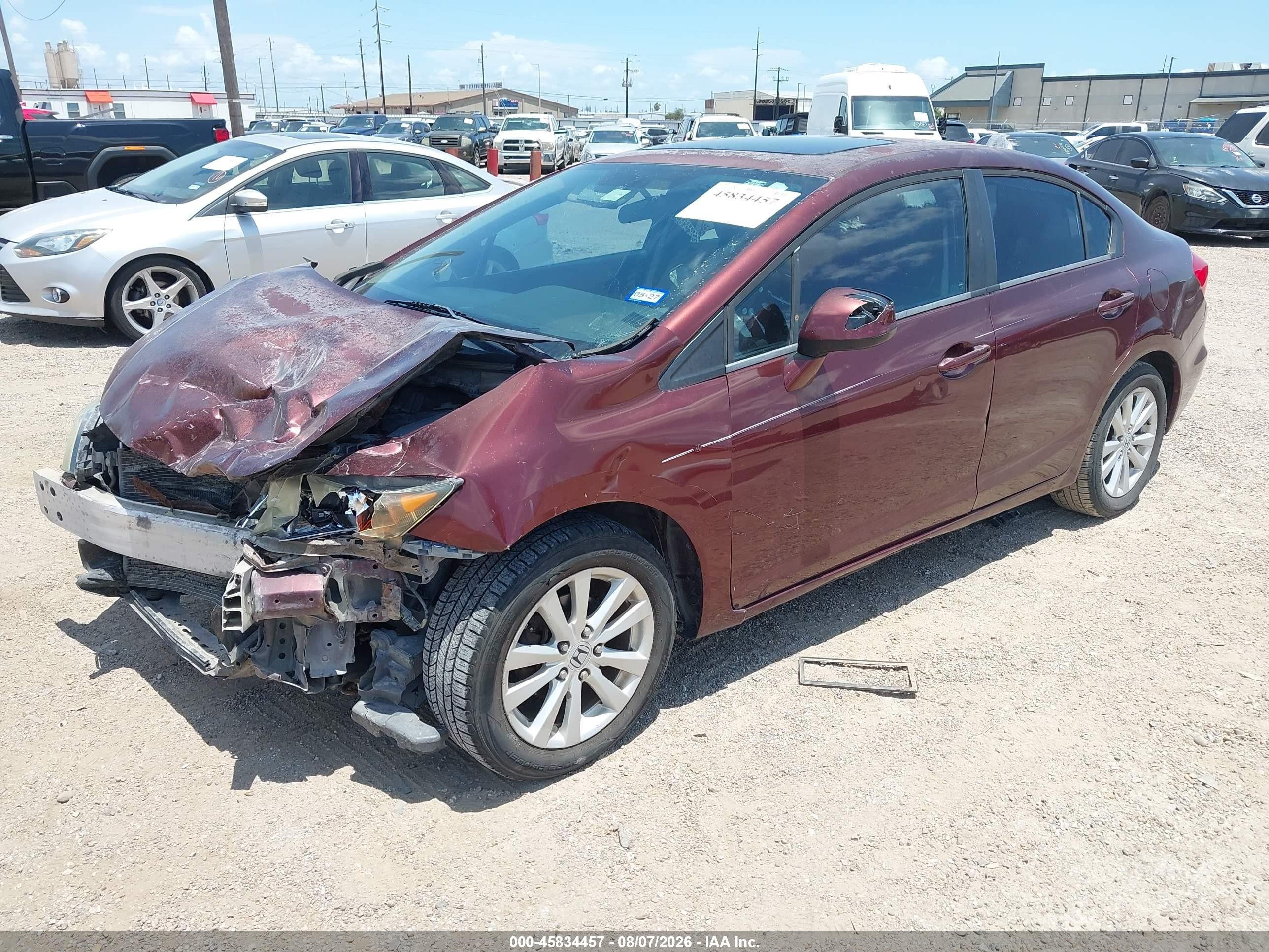 2012 Honda Civic Ex-l Maroon vin: 19XFB2F93CE045127