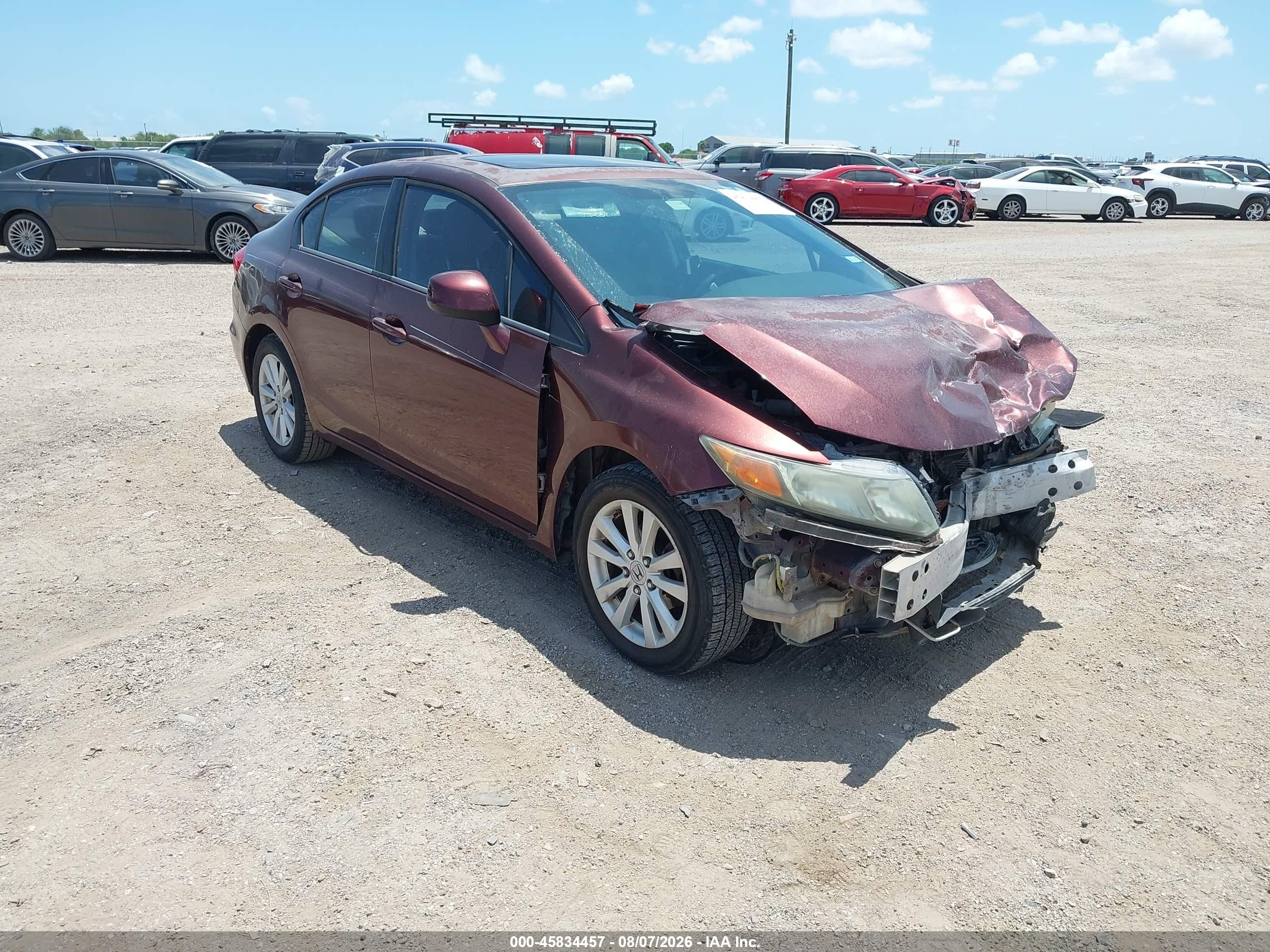 2012 Honda Civic Ex-l Maroon vin: 19XFB2F93CE045127