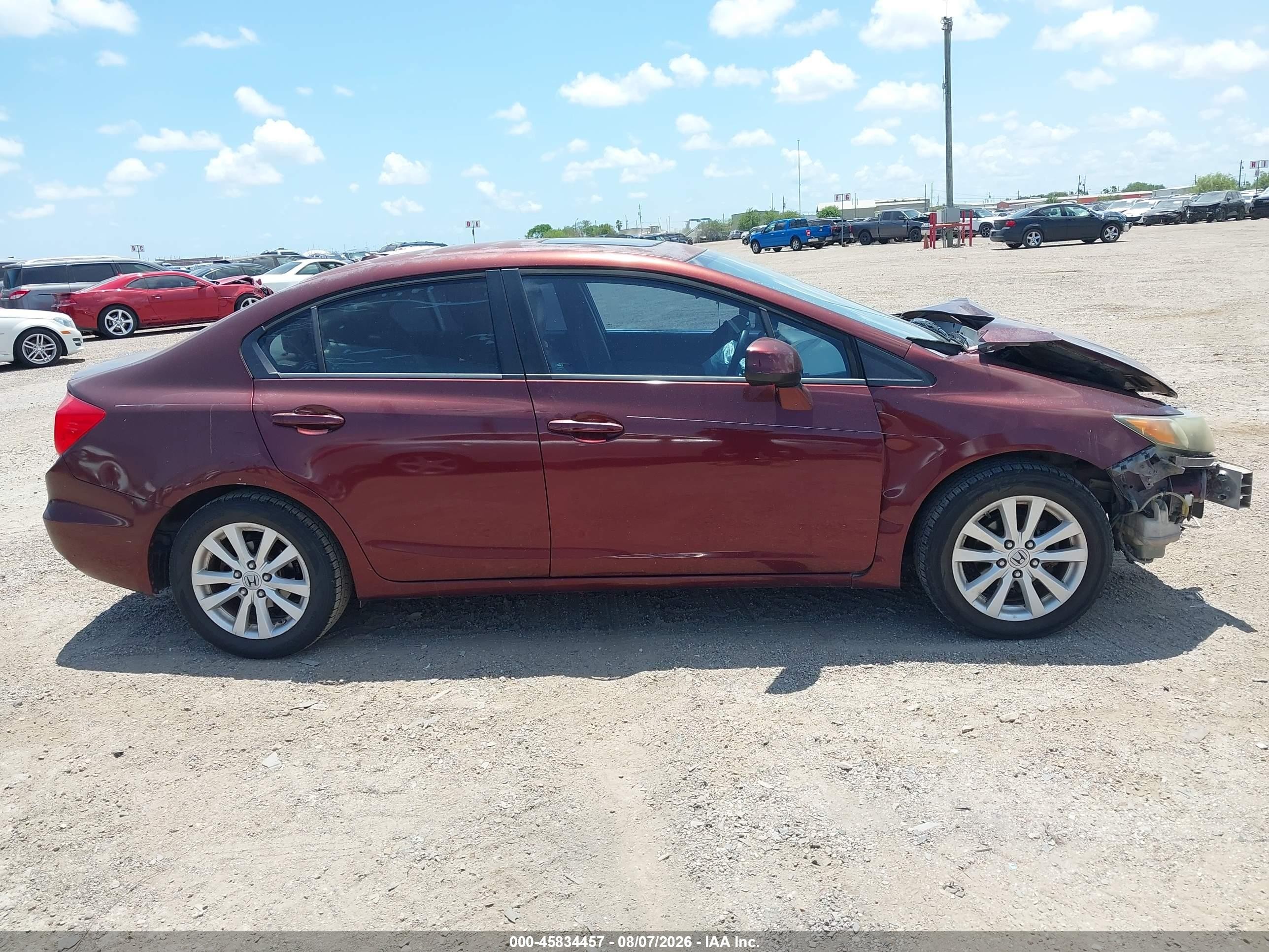 2012 Honda Civic Ex-l Maroon vin: 19XFB2F93CE045127