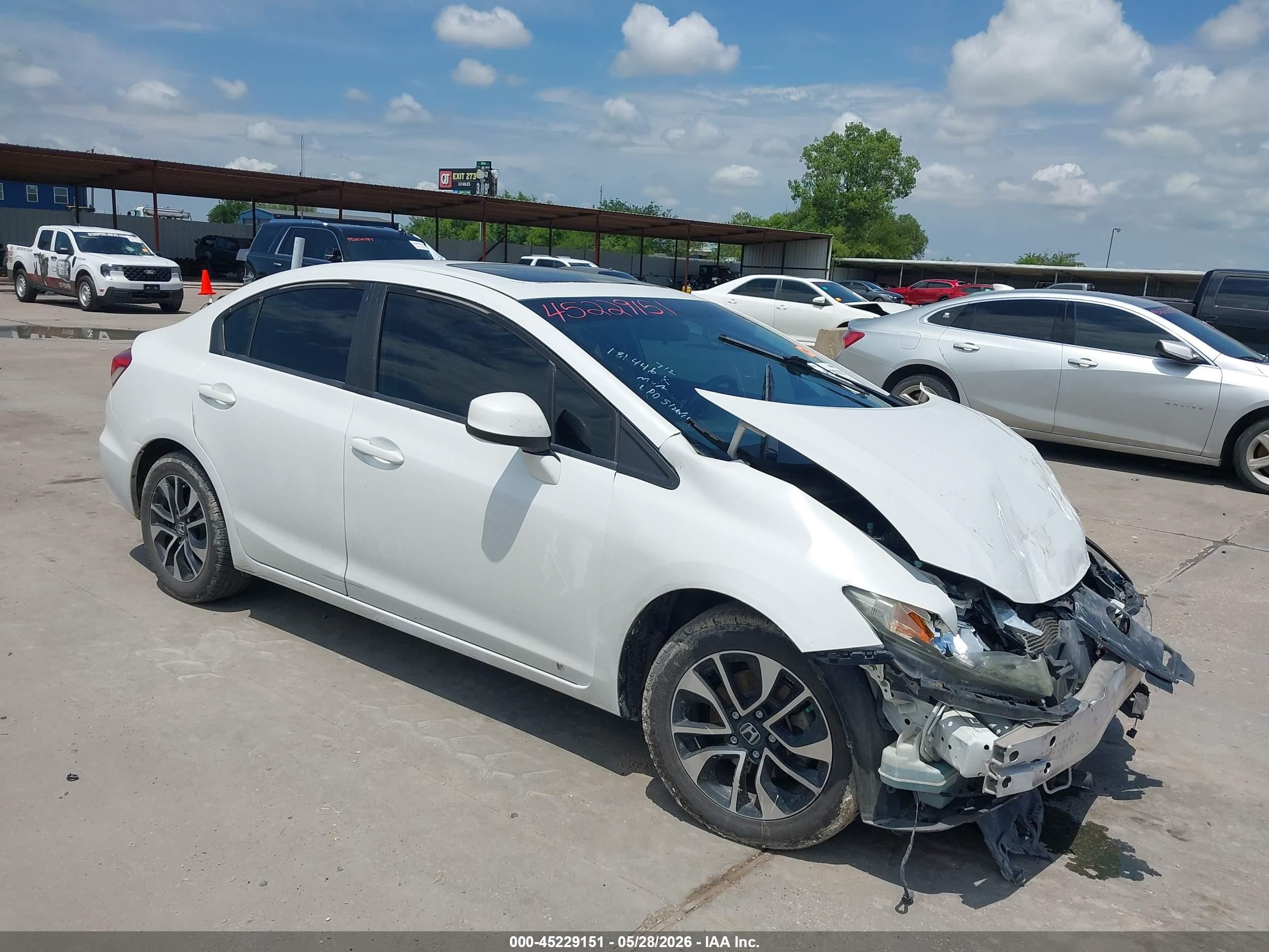 2013 Honda Civic Ex-l White vin: 19XFB2F93DE036767