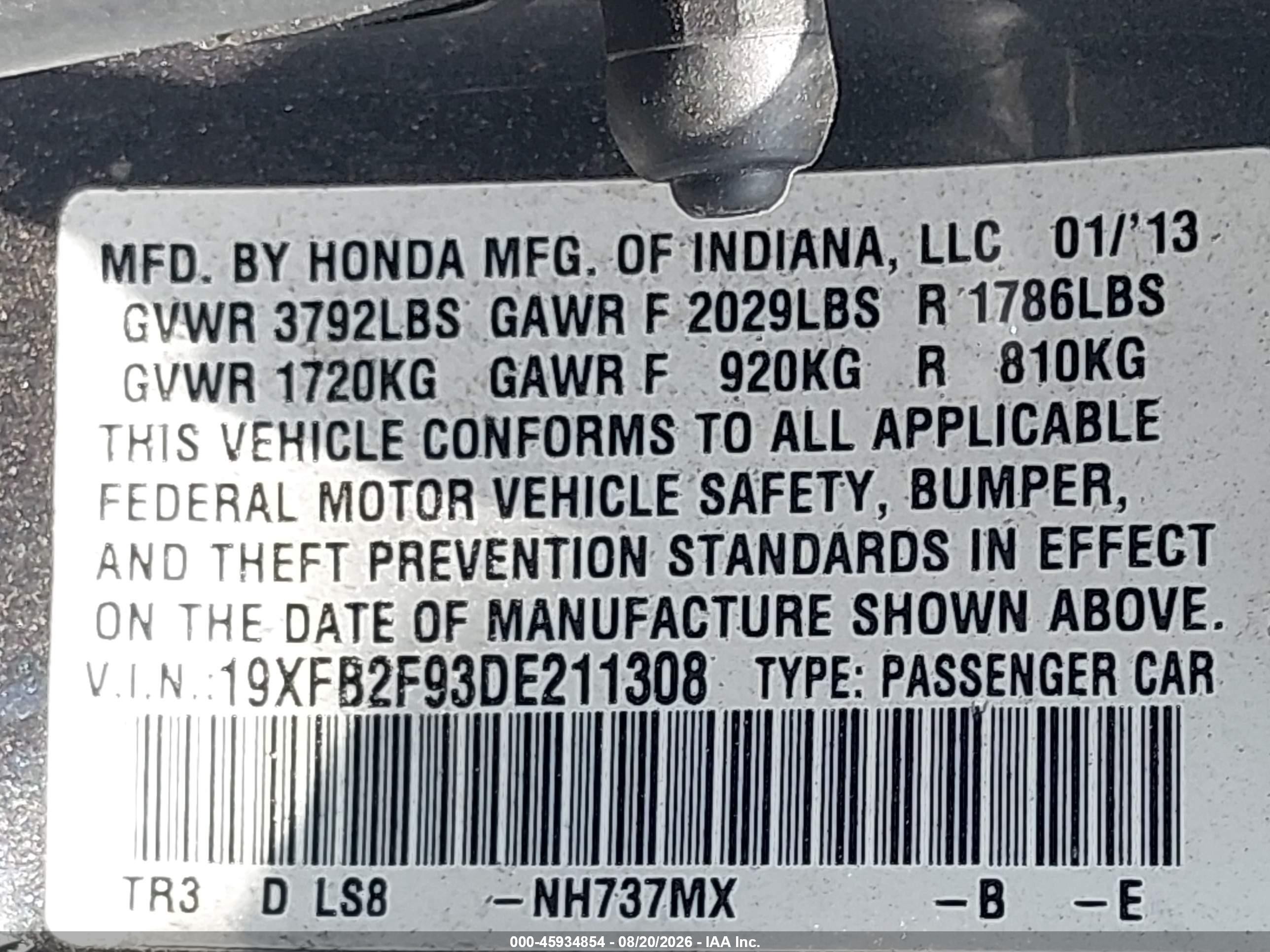 2013 Honda Civic Ex-l Gray vin: 19XFB2F93DE211308