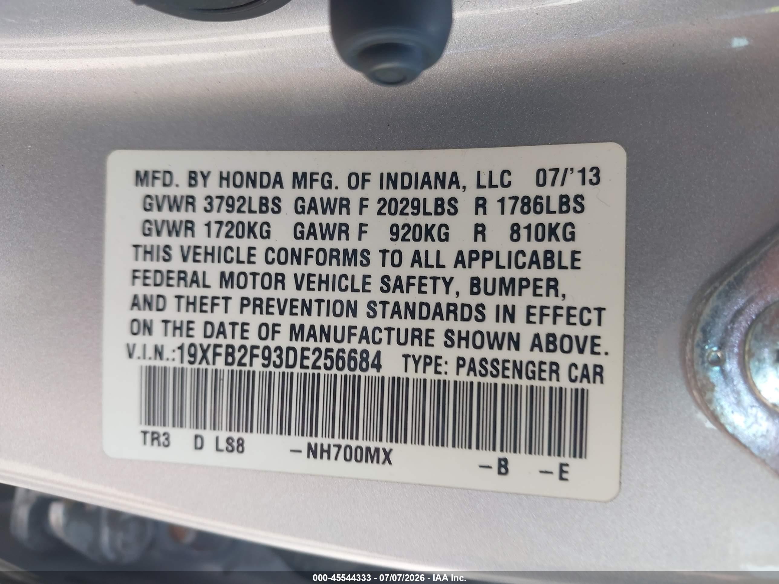 2013 Honda Civic Ex-l Silver vin: 19XFB2F93DE256684