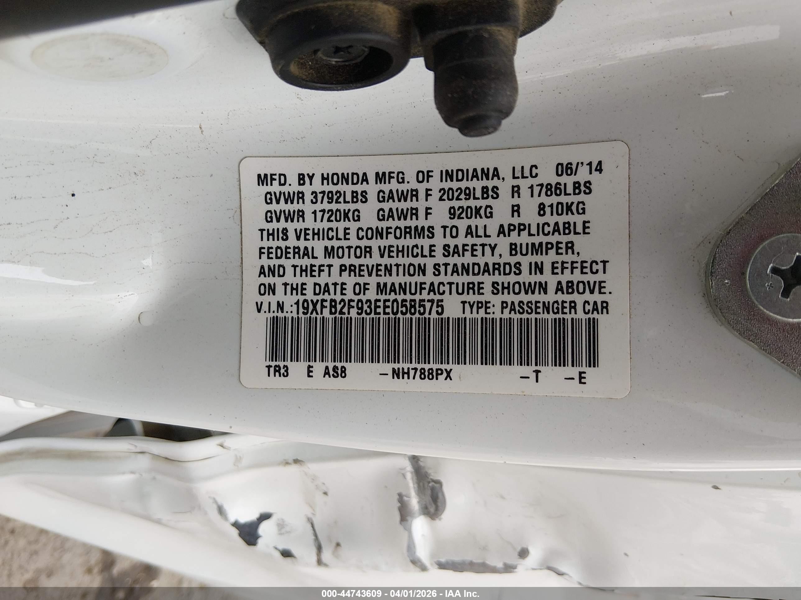 2014 Honda Civic Ex-l White vin: 19XFB2F93EE058575