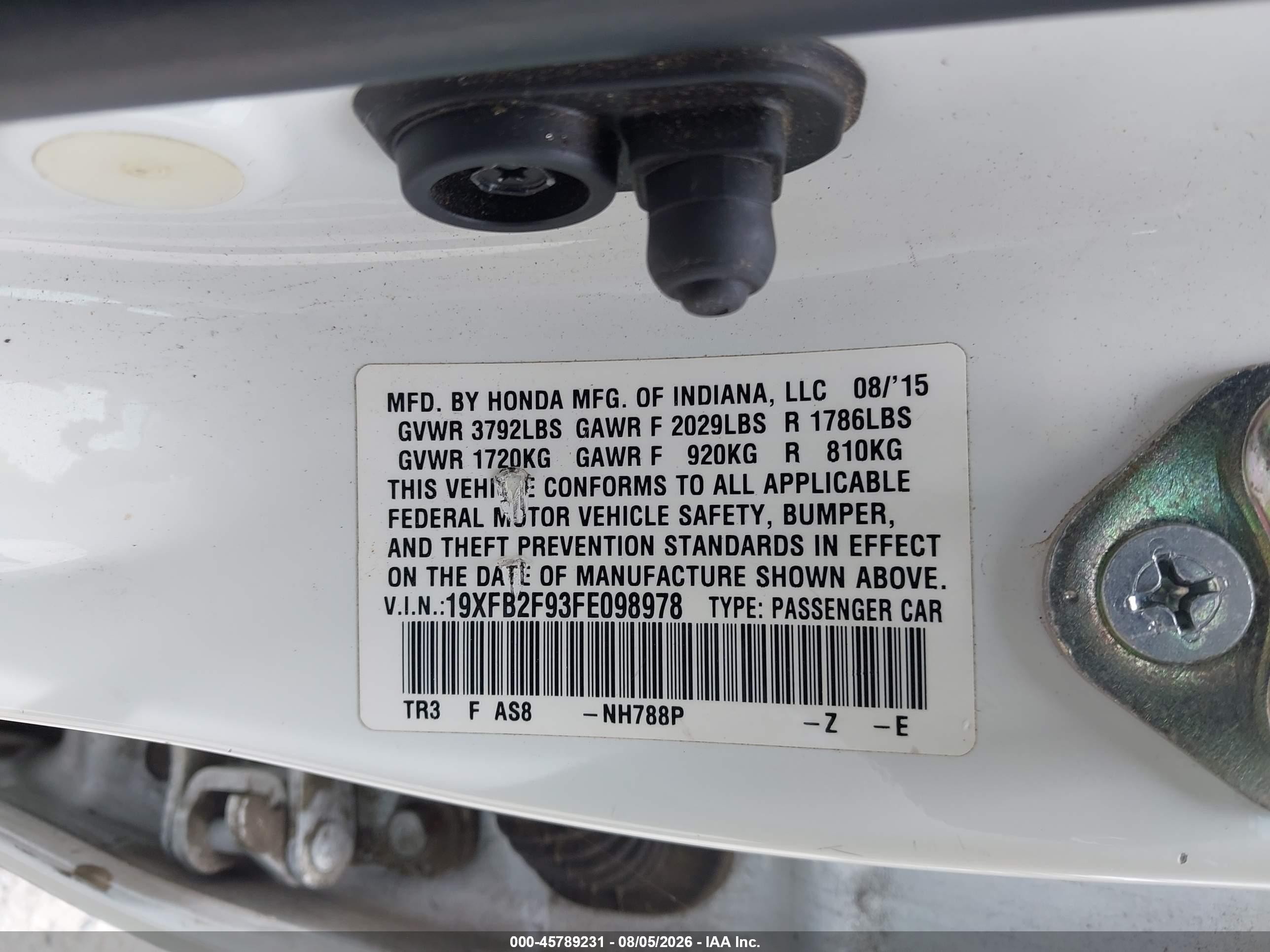 2015 Honda Civic Ex-l White vin: 19XFB2F93FE098978
