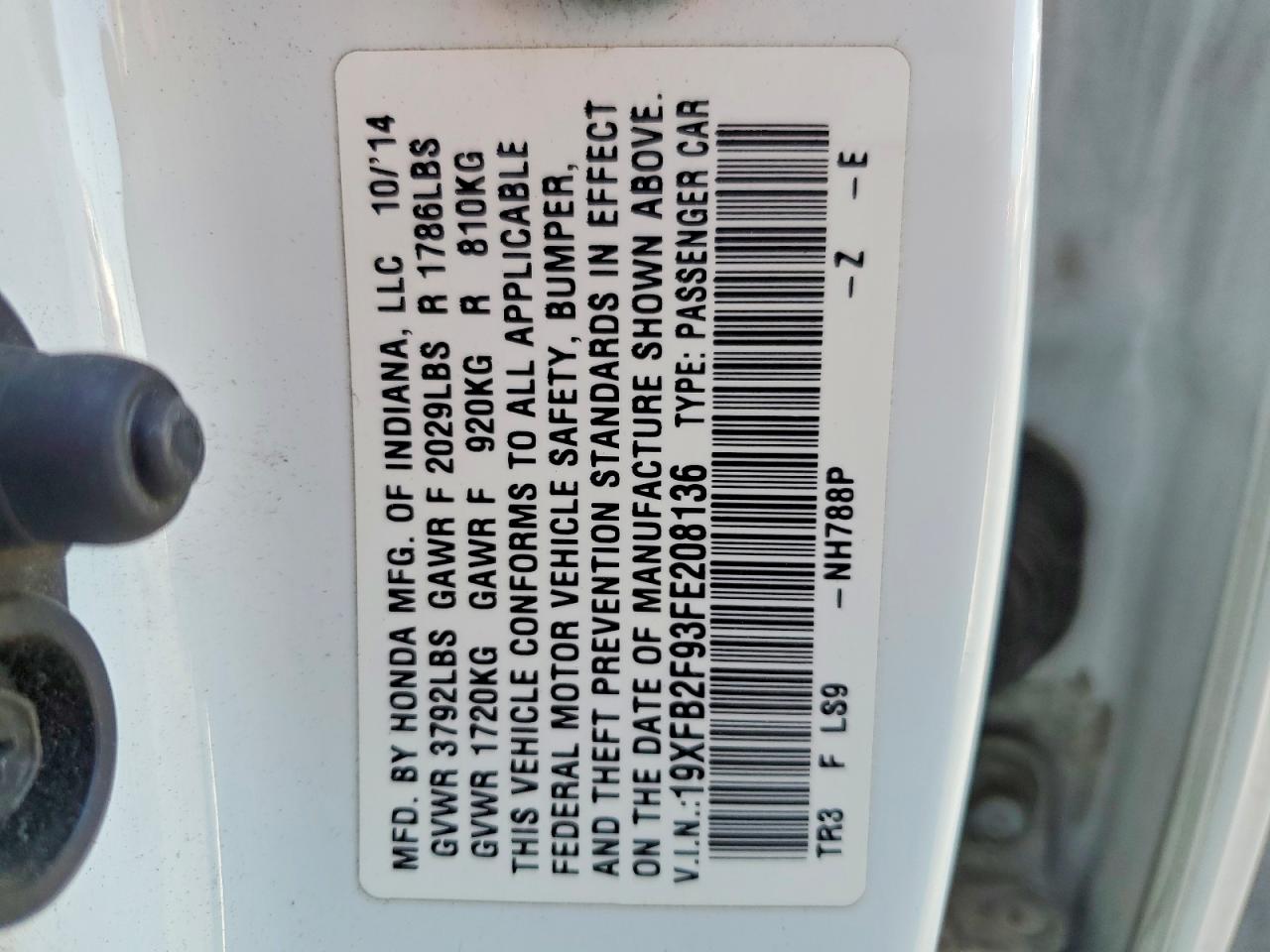 2015 Honda Civic Exl White vin: 19XFB2F93FE208136