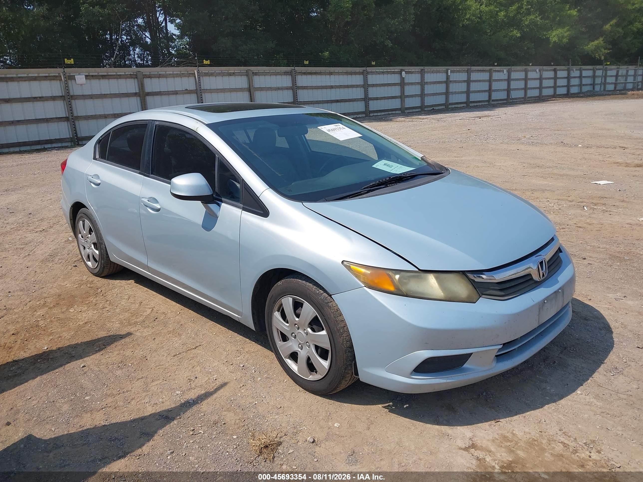 2012 Honda Civic Ex-l Light Blue vin: 19XFB2F94CE035318