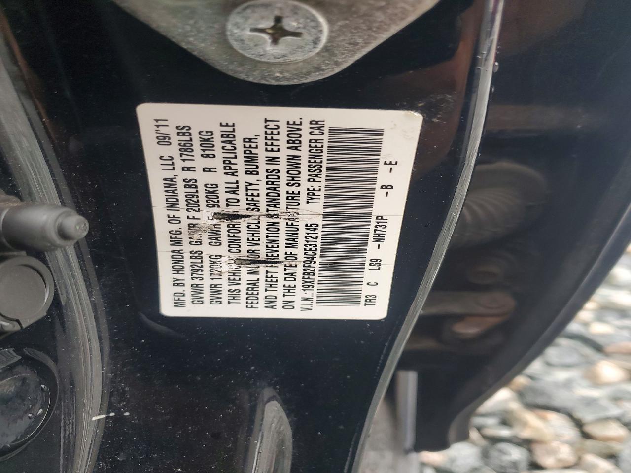 2012 Honda Civic Exl Black vin: 19XFB2F94CE312145