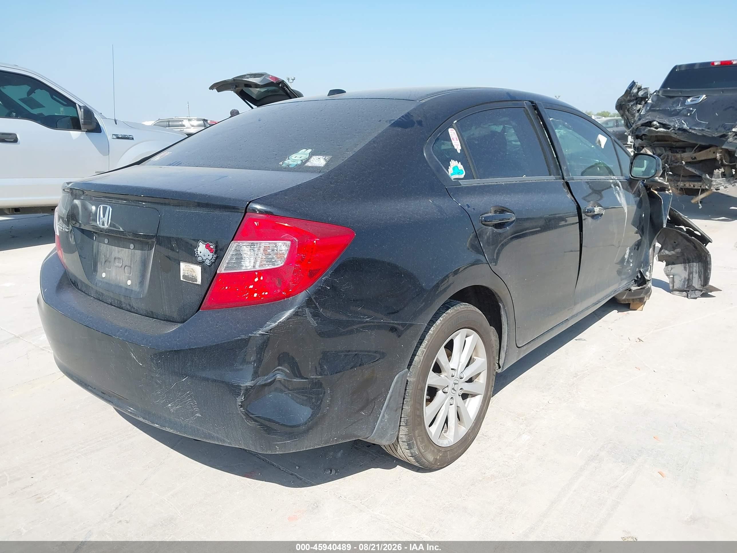 2012 Honda Civic Ex-l Black vin: 19XFB2F94CE347932