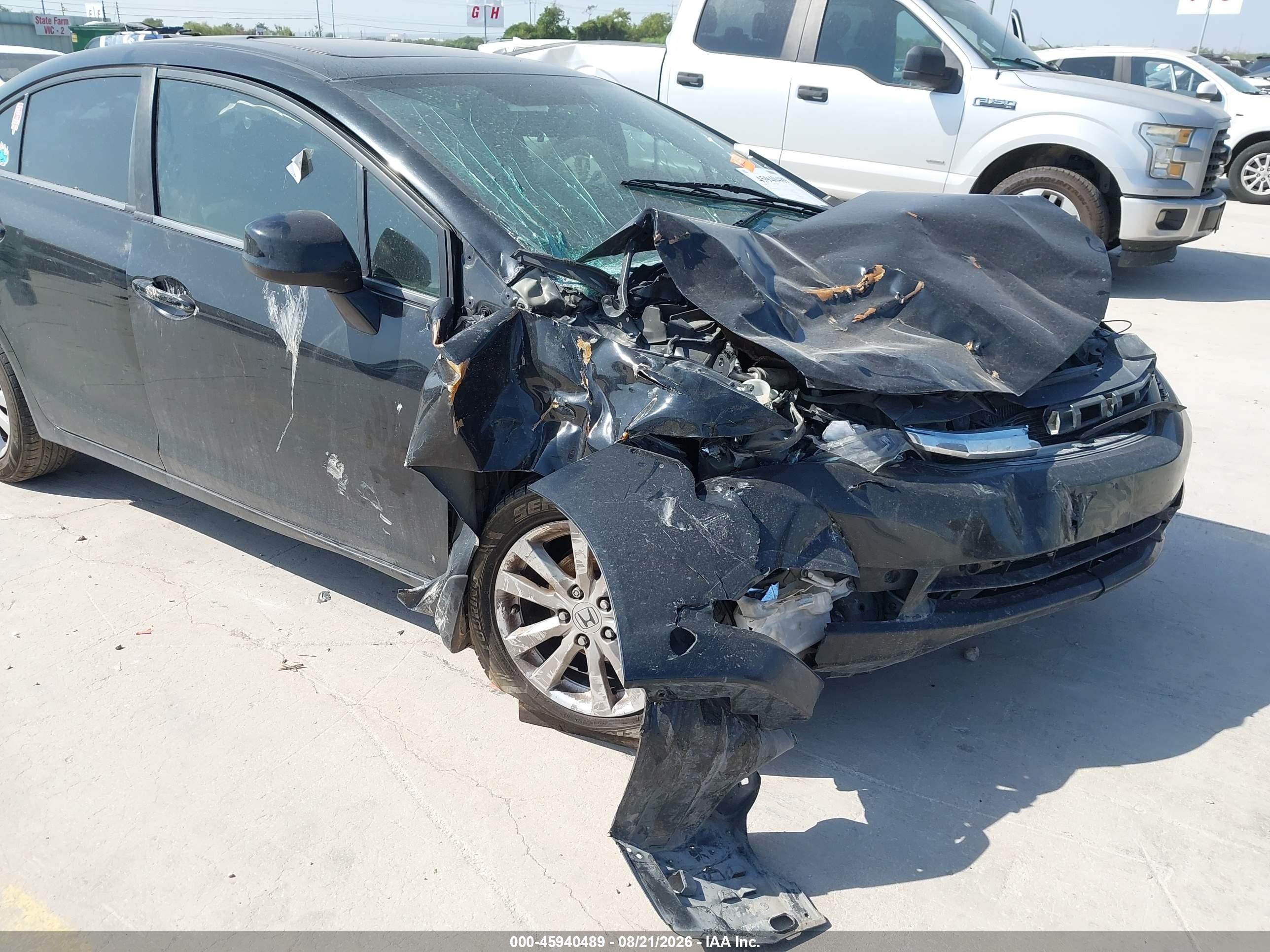 2012 Honda Civic Ex-l Black vin: 19XFB2F94CE347932