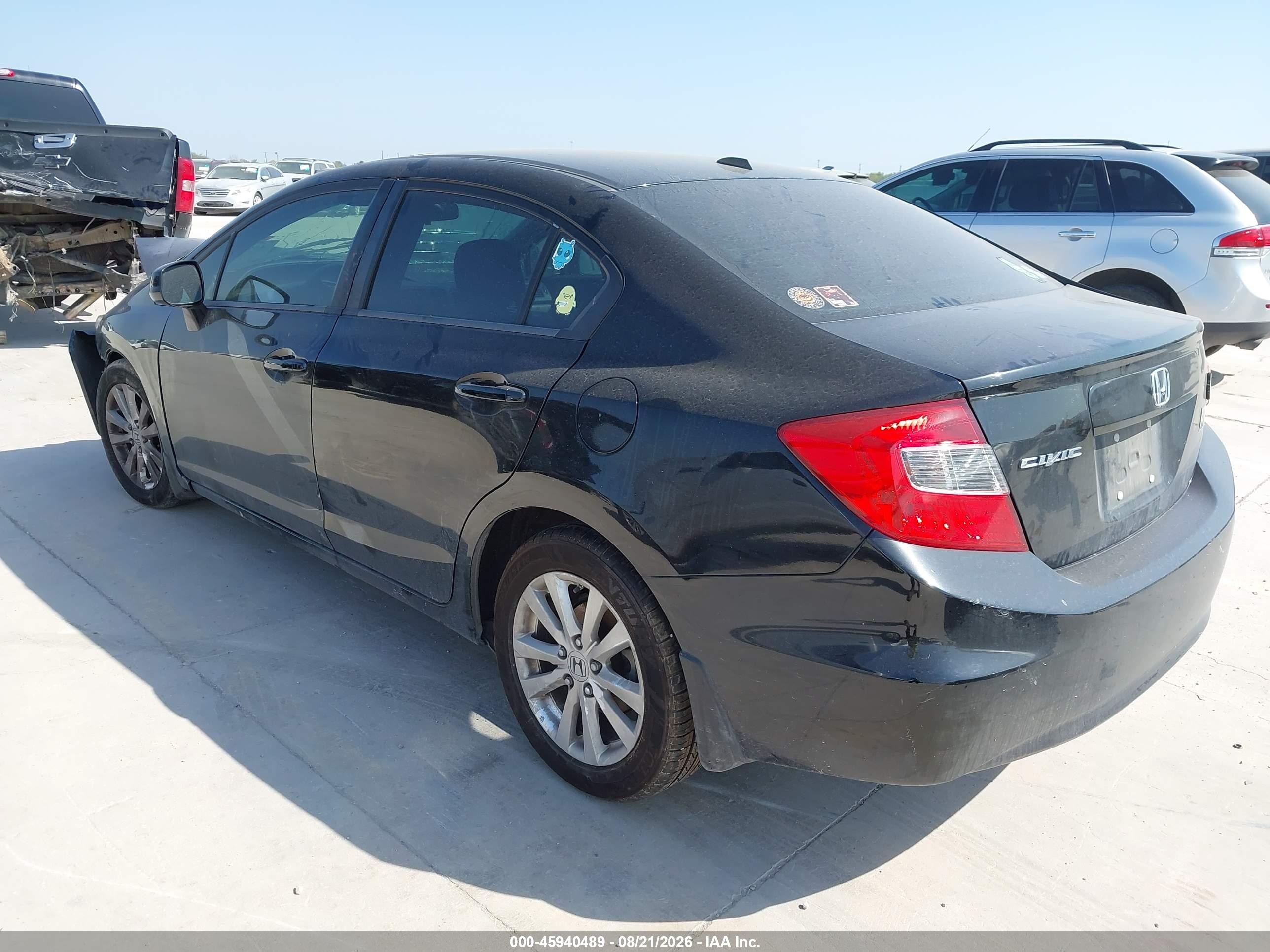 2012 Honda Civic Ex-l Black vin: 19XFB2F94CE347932