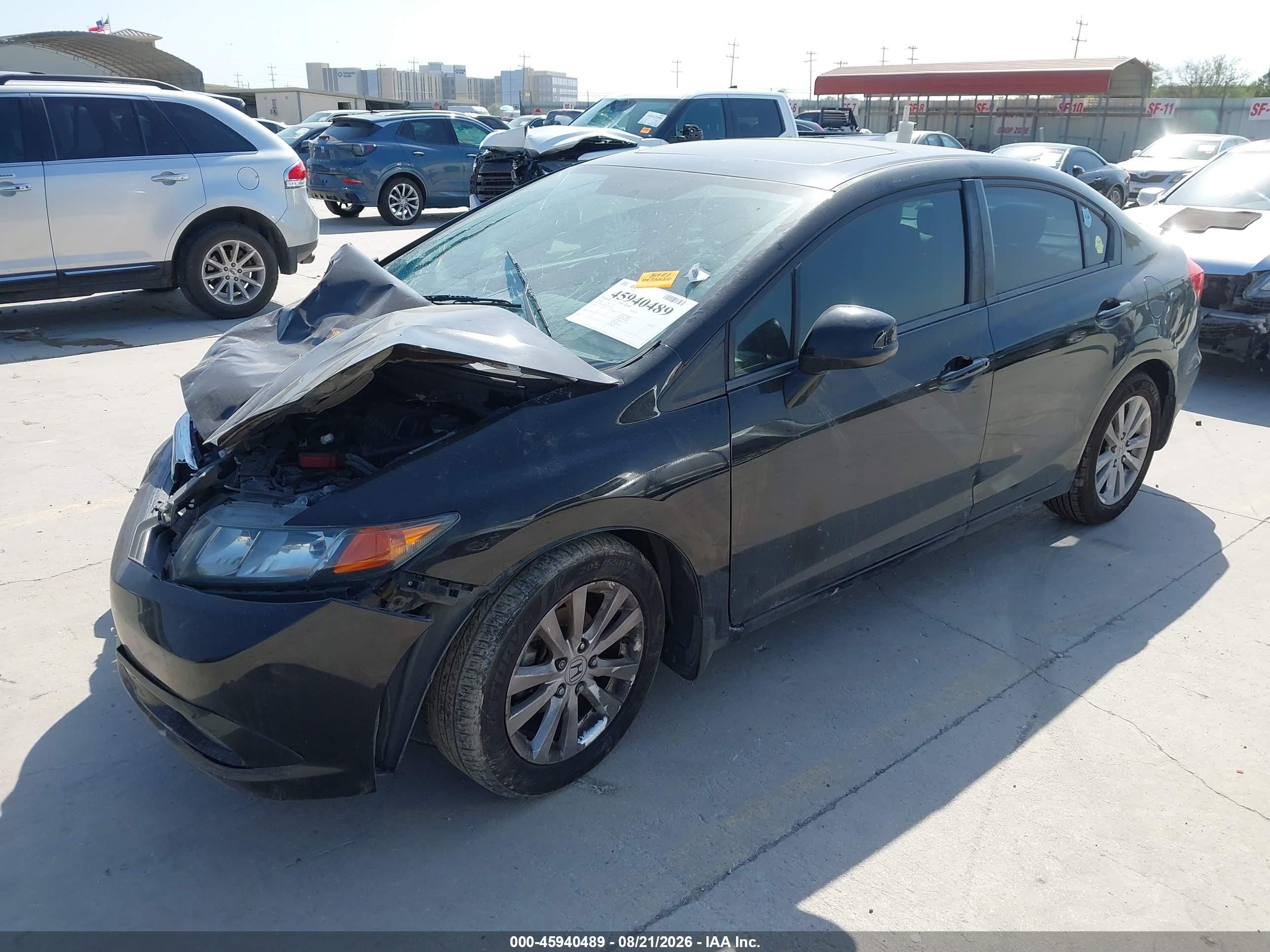 2012 Honda Civic Ex-l Black vin: 19XFB2F94CE347932