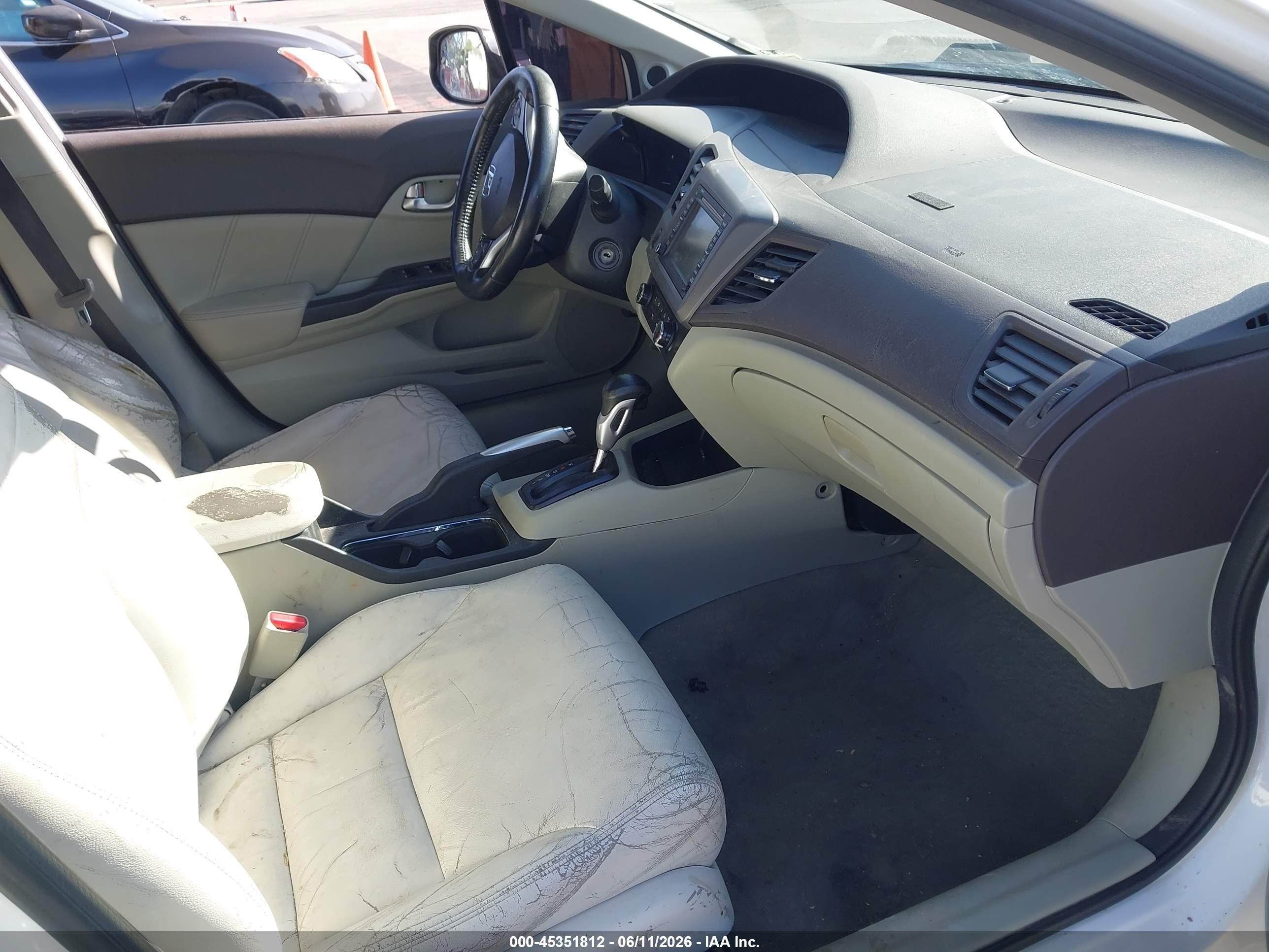 2012 Honda Civic Ex-l White vin: 19XFB2F94CE348398