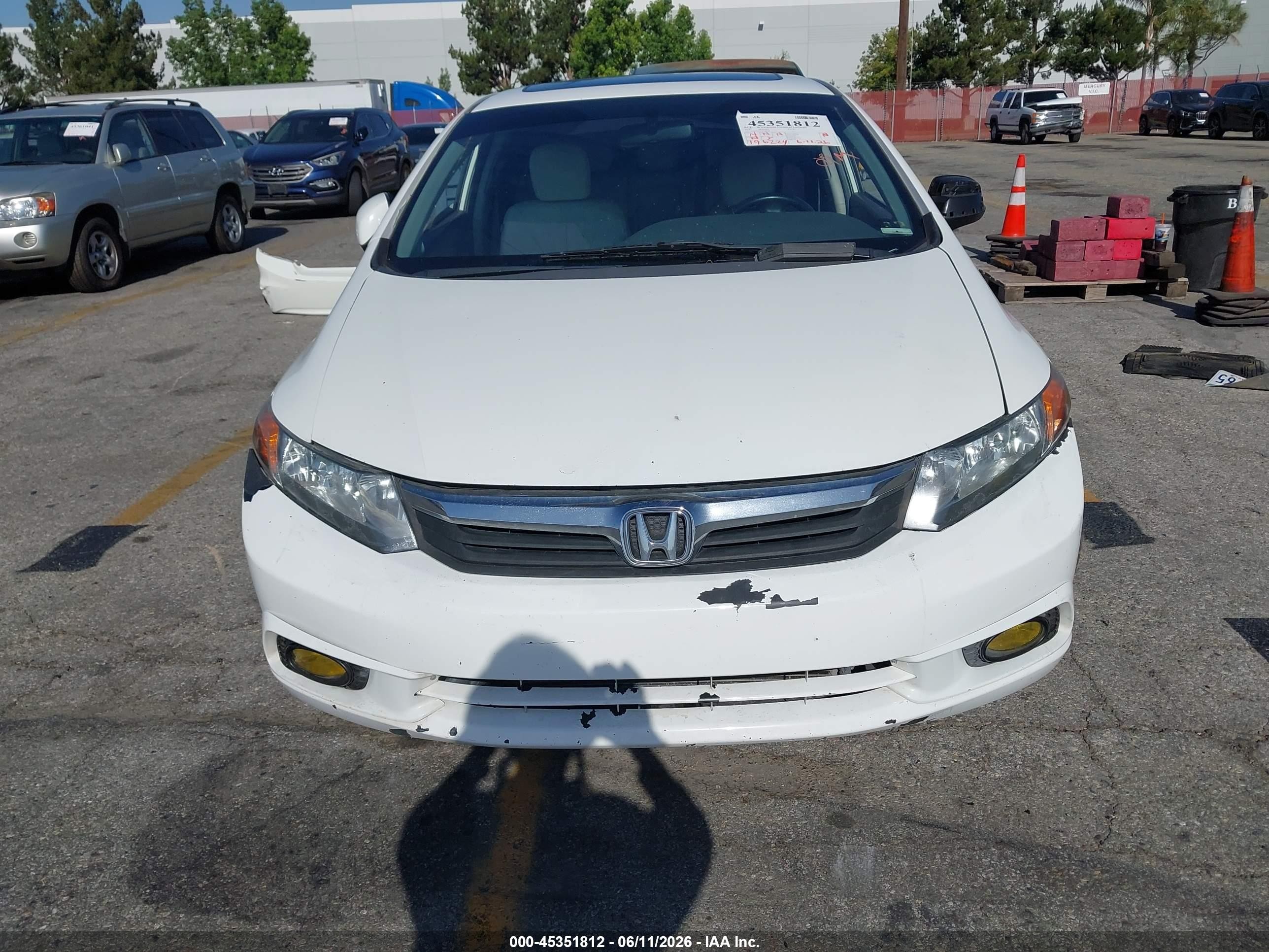 2012 Honda Civic Ex-l White vin: 19XFB2F94CE348398