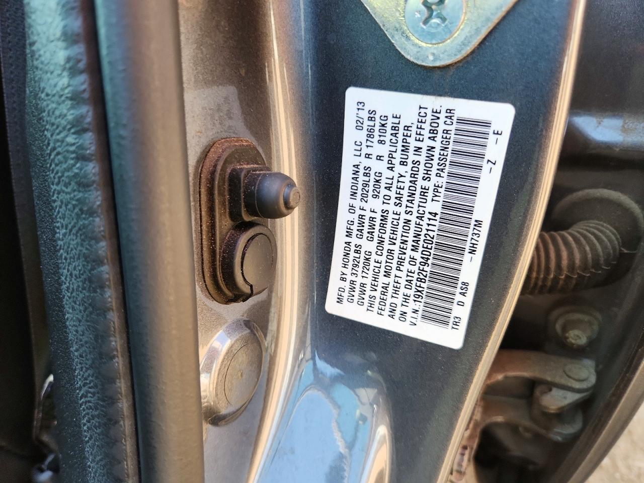 2013 Honda Civic Exl Угольный vin: 19XFB2F94DE021114