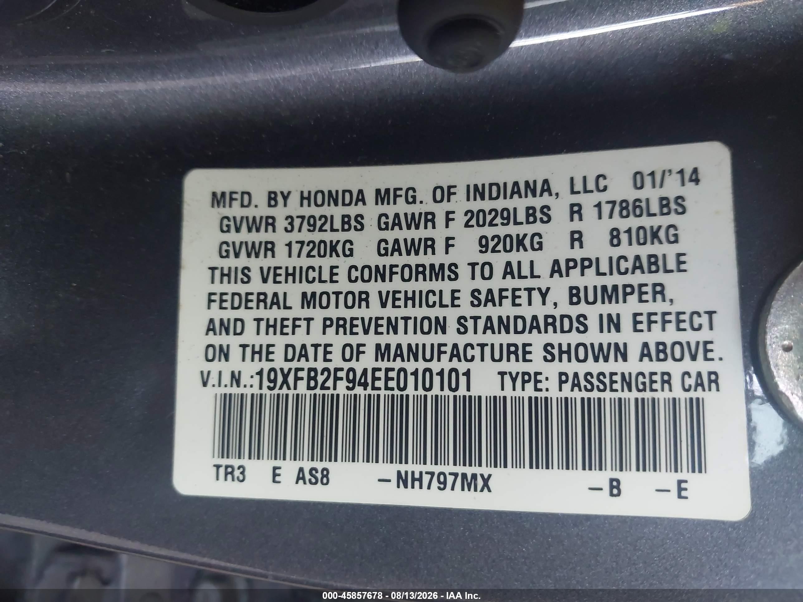 2014 Honda Civic Ex-l Gray vin: 19XFB2F94EE010101