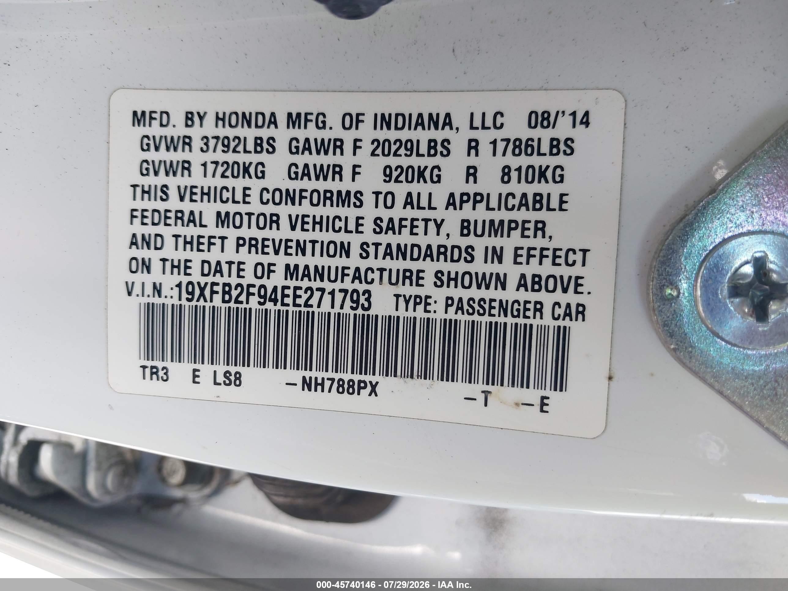2014 Honda Civic Ex-l White vin: 19XFB2F94EE271793