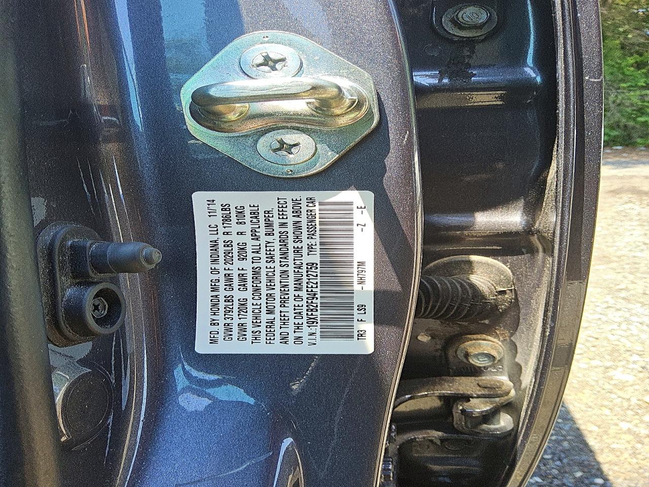 2015 Honda Civic Exl Gray vin: 19XFB2F94FE212759