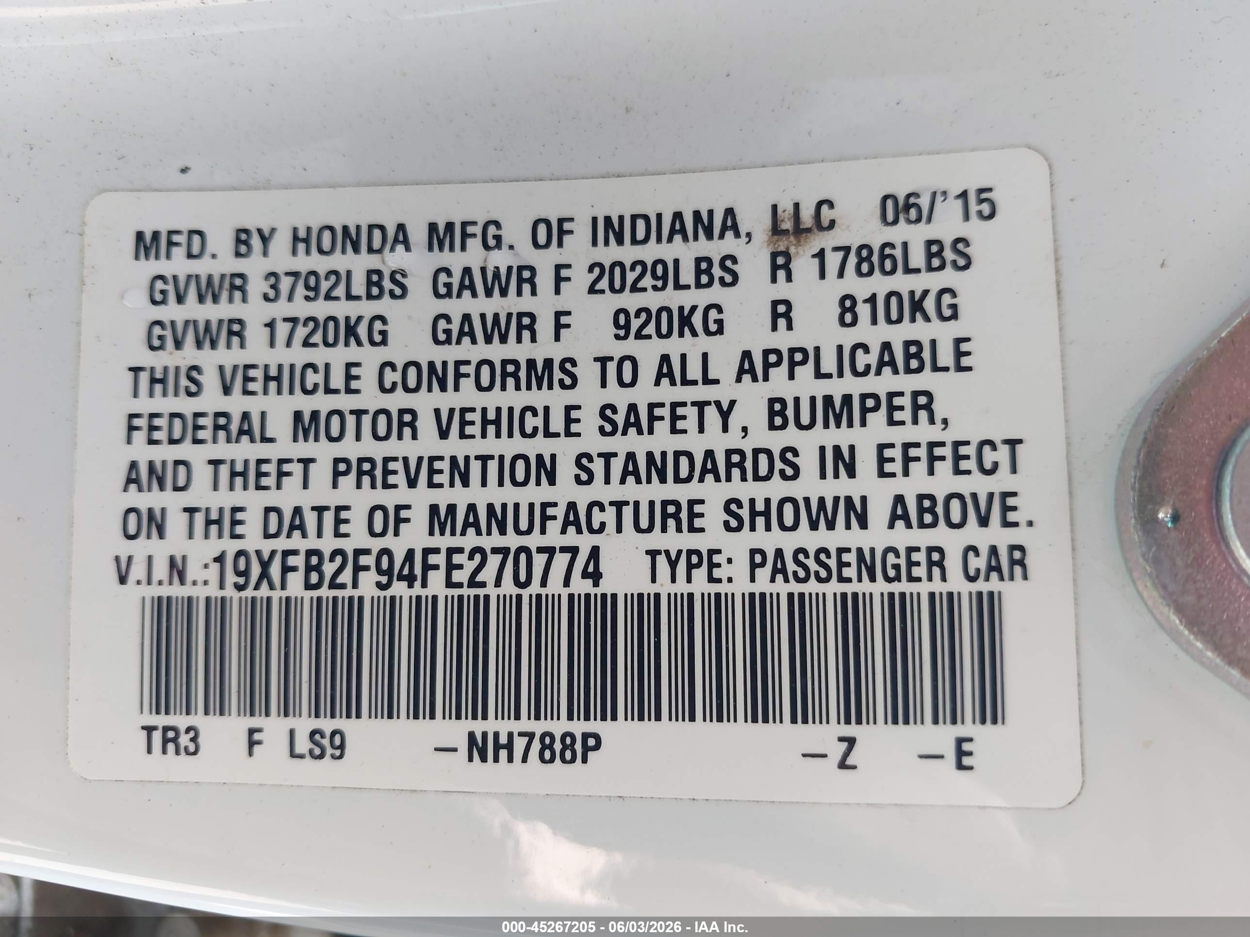 2015 Honda Civic Ex-l White vin: 19XFB2F94FE270774