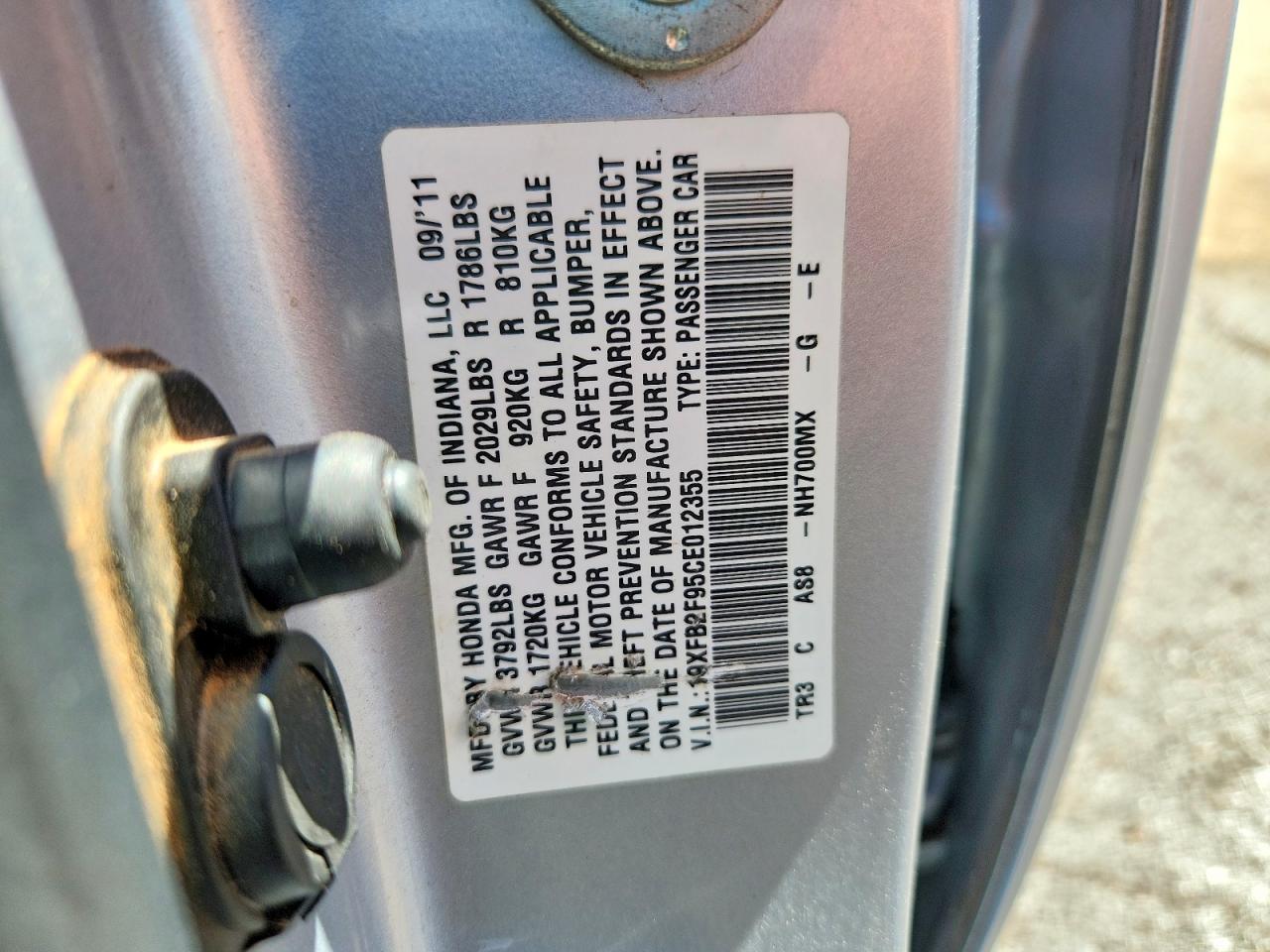 2012 Honda Civic Exl Silver vin: 19XFB2F95CE012355