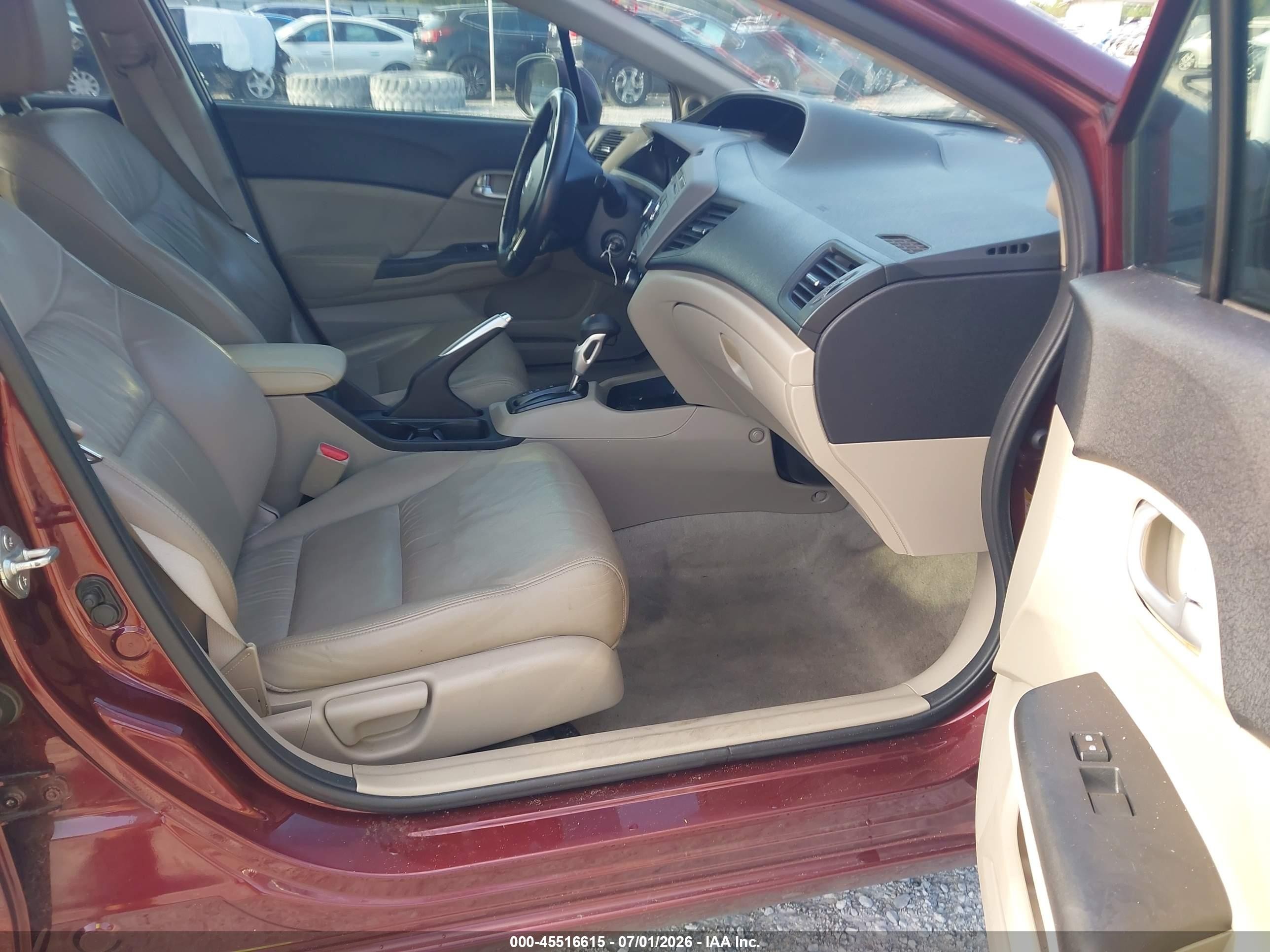 2012 Honda Civic Ex-l Maroon vin: 19XFB2F95CE030600