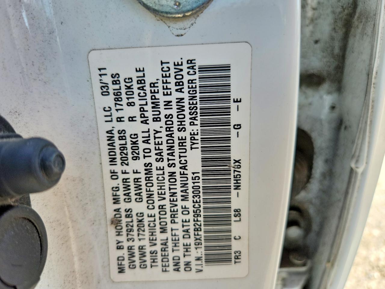 2012 Honda Civic Exl White vin: 19XFB2F95CE300151