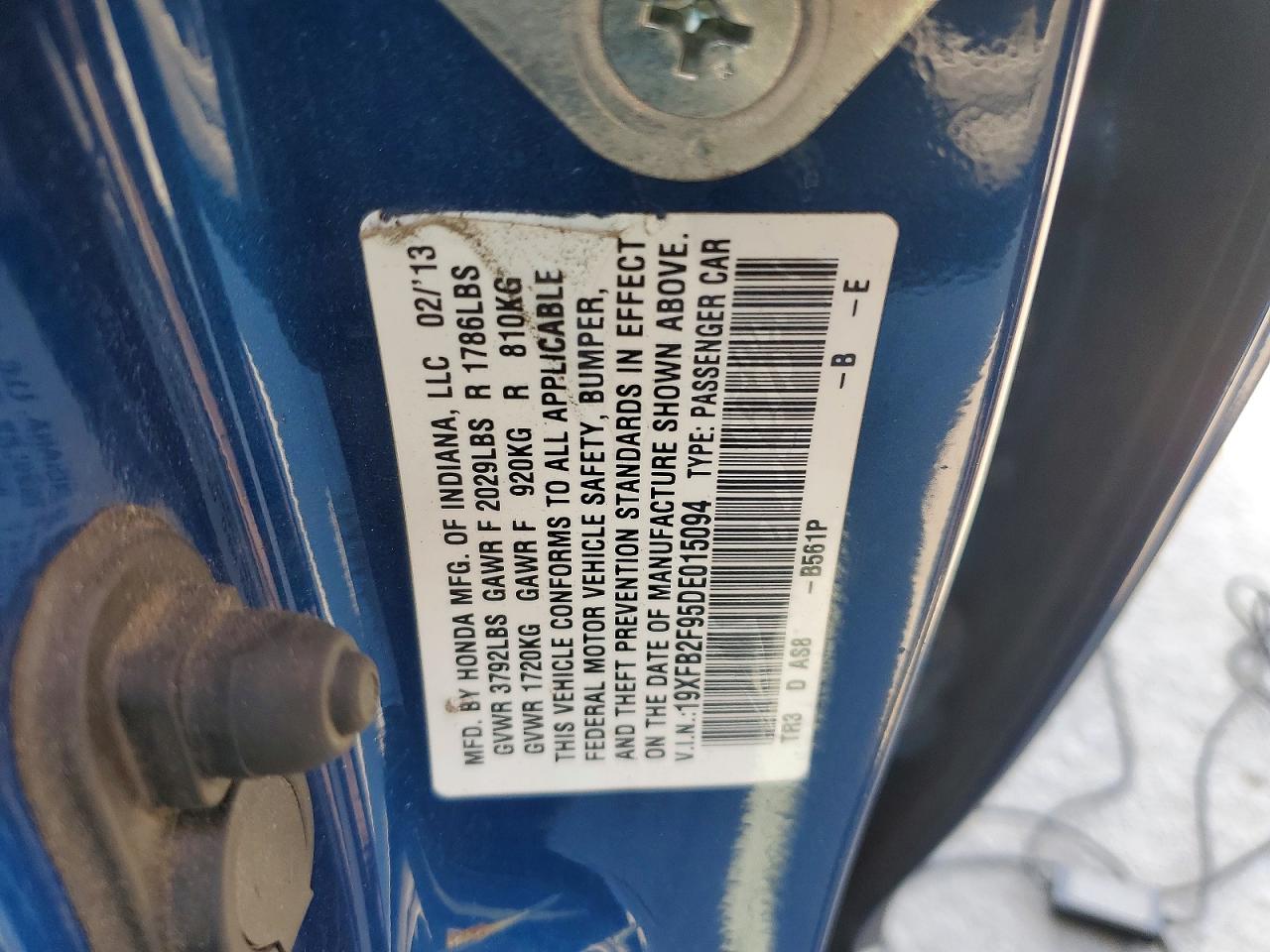 2013 Honda Civic Exl Синий vin: 19XFB2F95DE015094