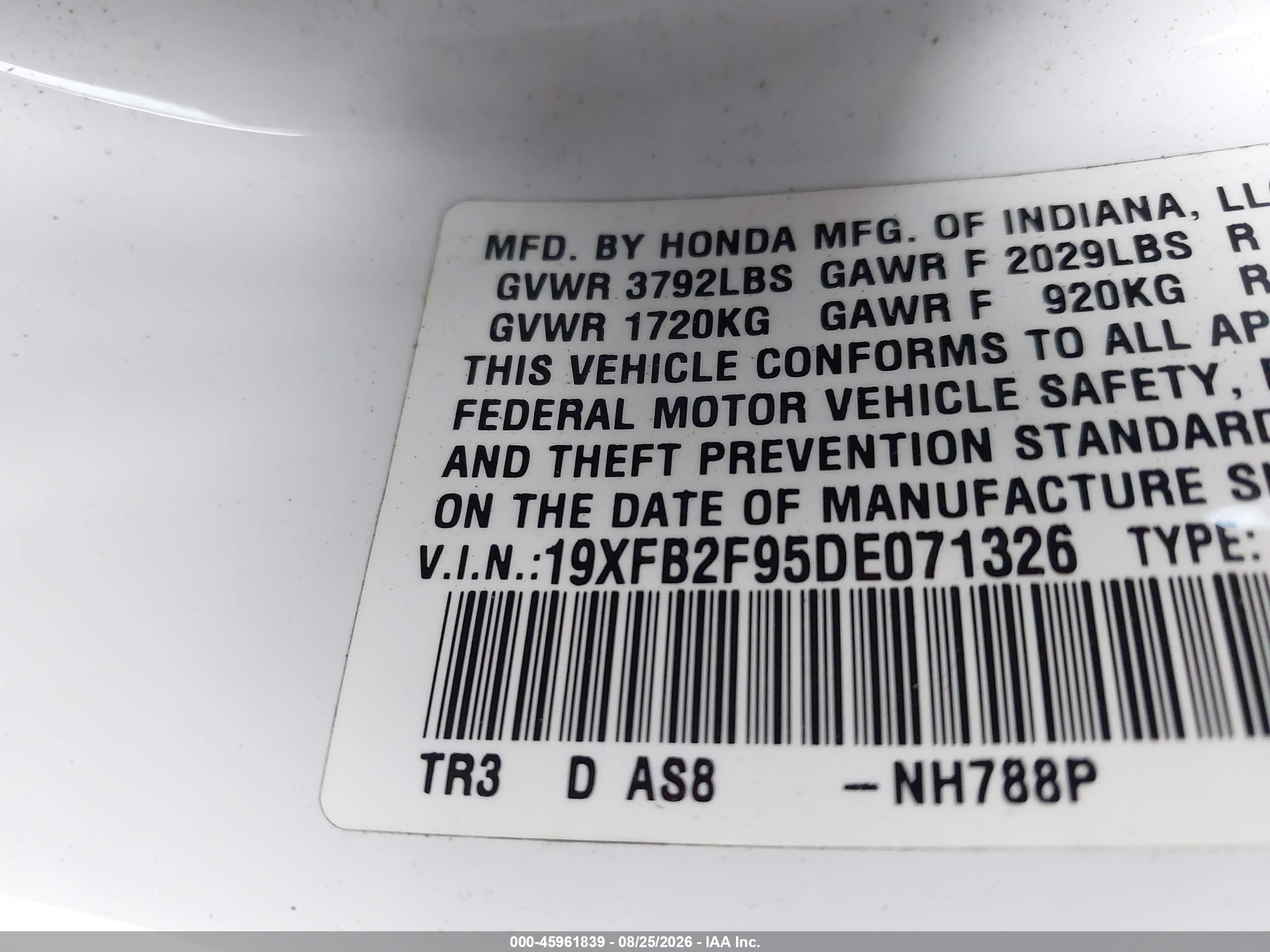 2013 Honda Civic Ex-l White vin: 19XFB2F95DE071326