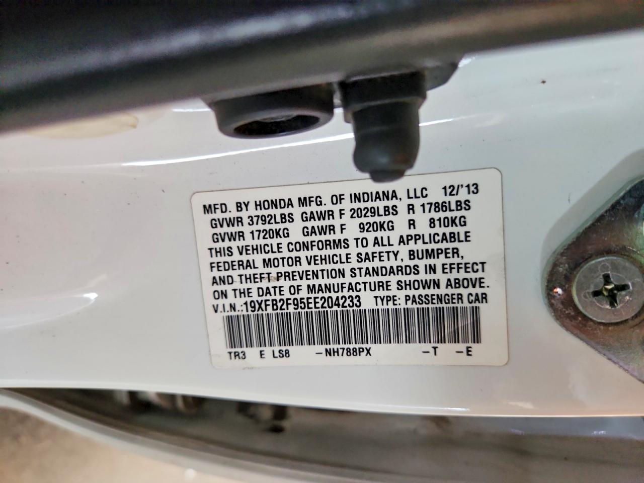 2014 Honda Civic Exl White vin: 19XFB2F95EE204233