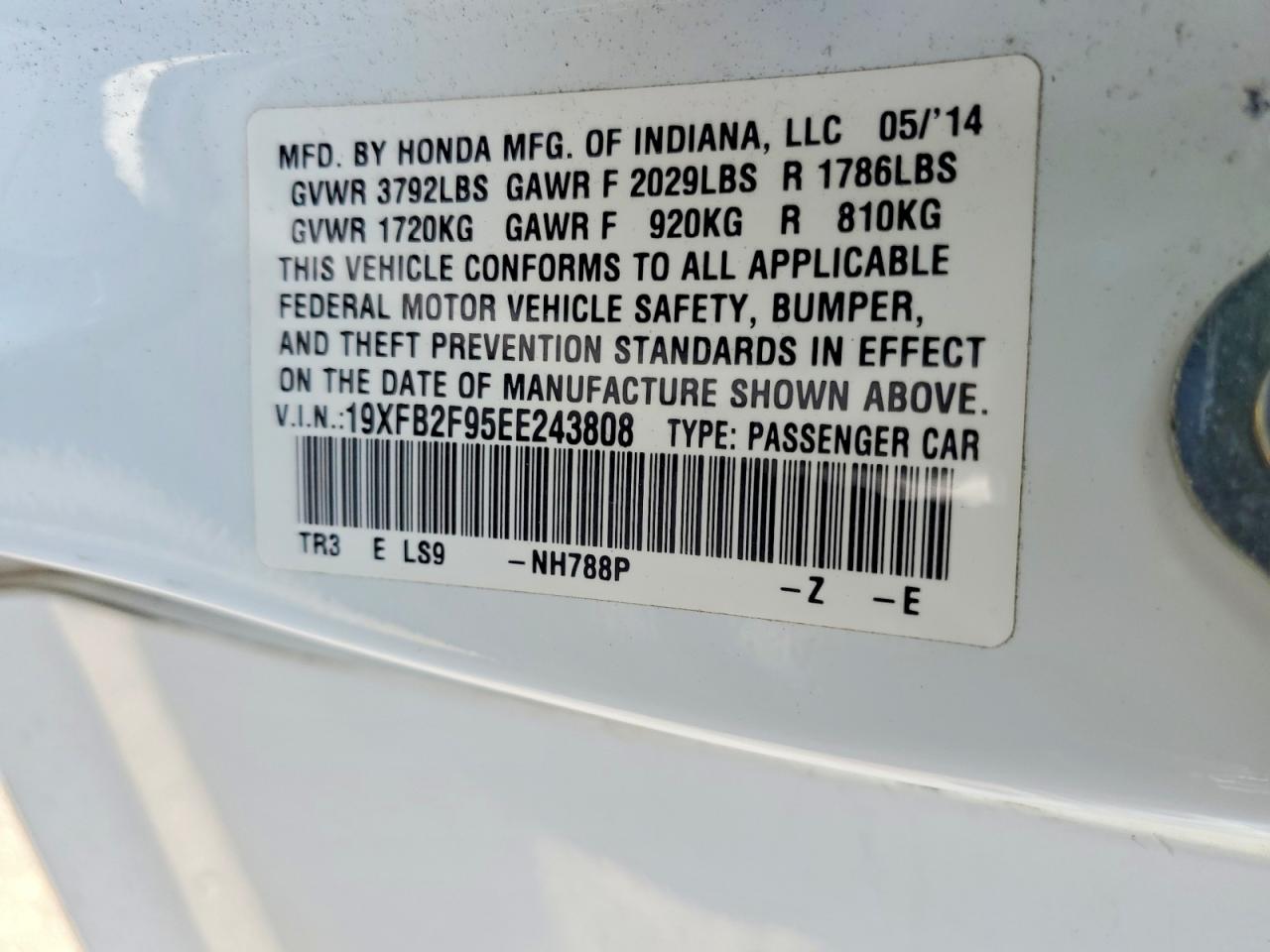2014 Honda Civic Exl White vin: 19XFB2F95EE243808