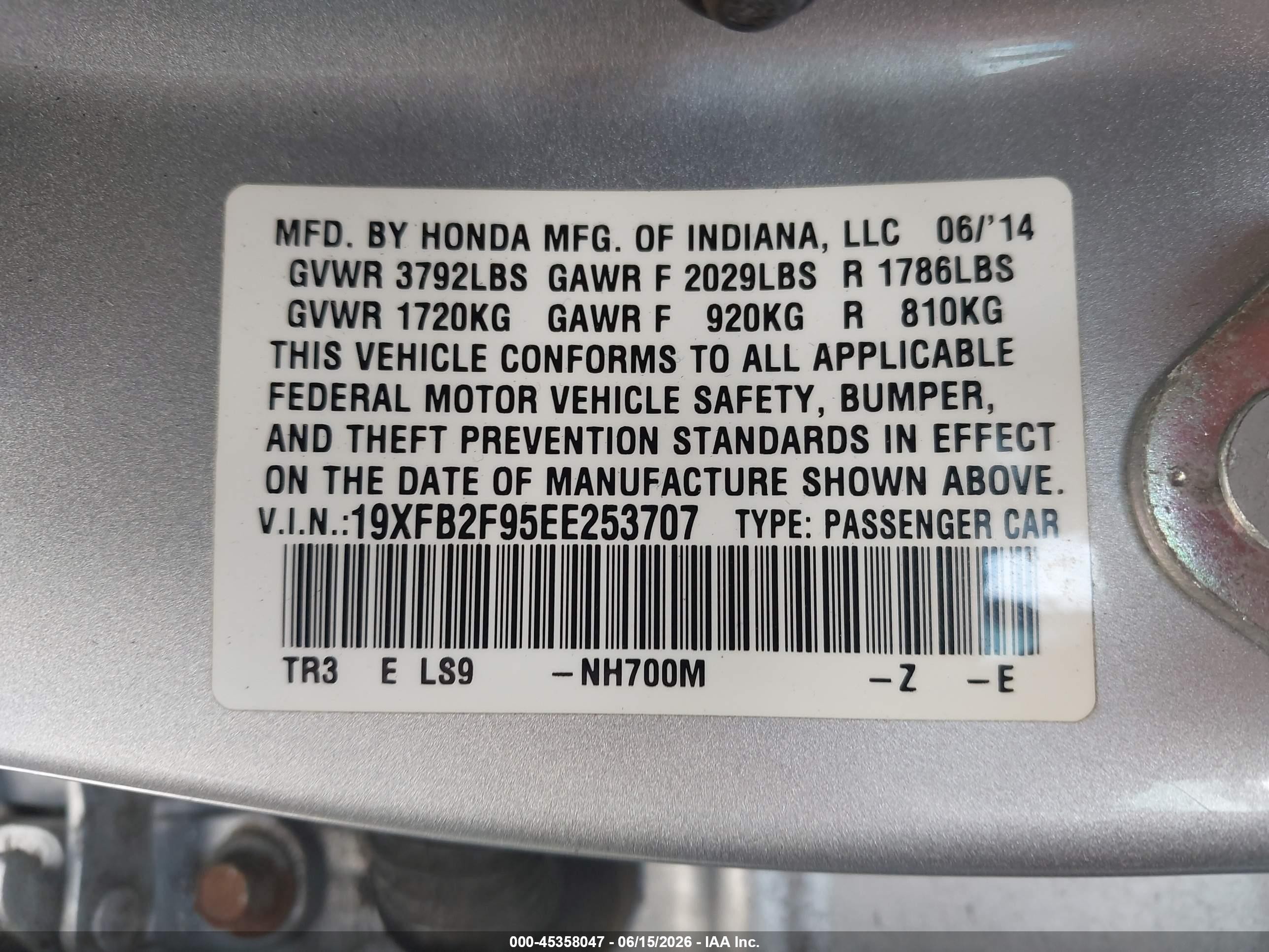 2014 Honda Civic Ex-l Silver vin: 19XFB2F95EE253707