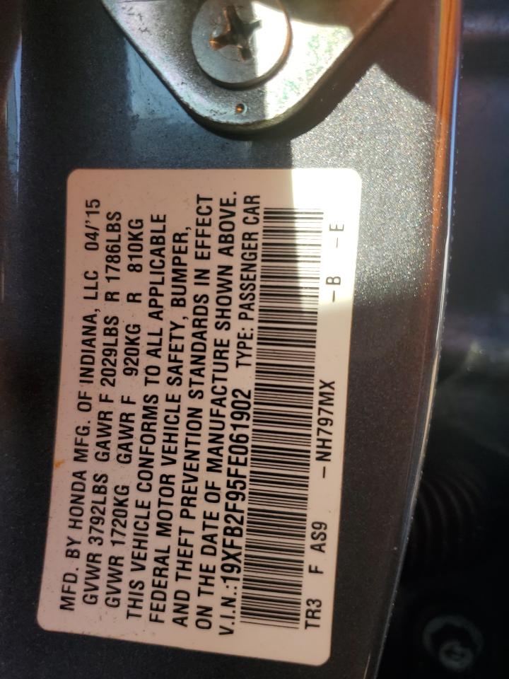 2015 Honda Civic Exl Gray vin: 19XFB2F95FE061902