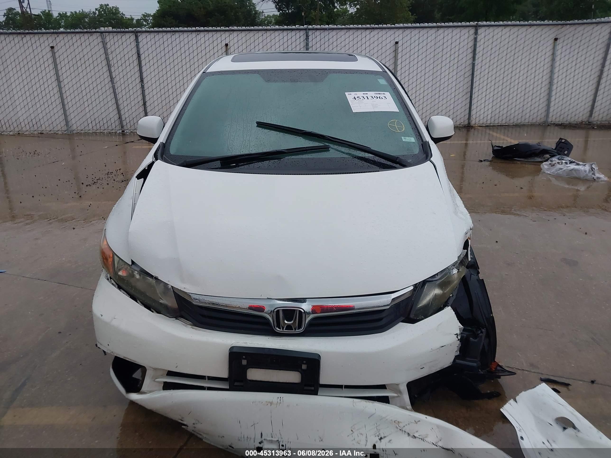 2012 Honda Civic Ex-l White vin: 19XFB2F96CE006760