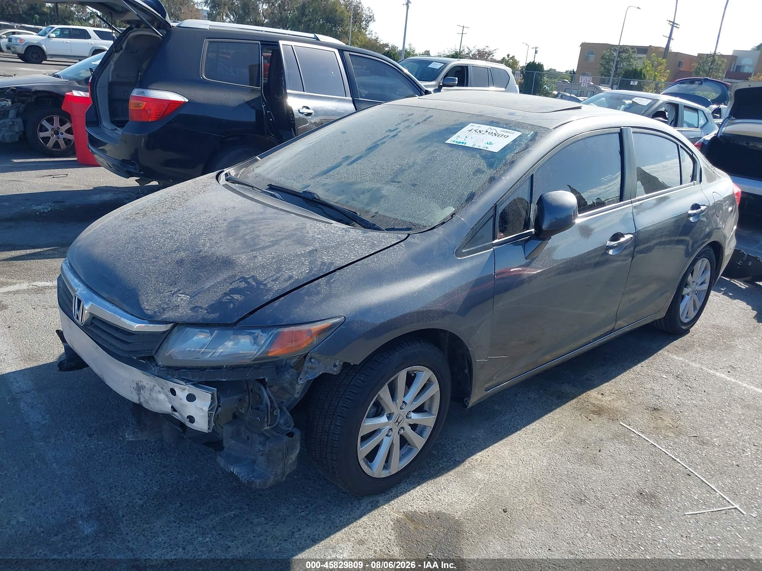 2012 Honda Civic Ex-l Gray vin: 19XFB2F96CE329366
