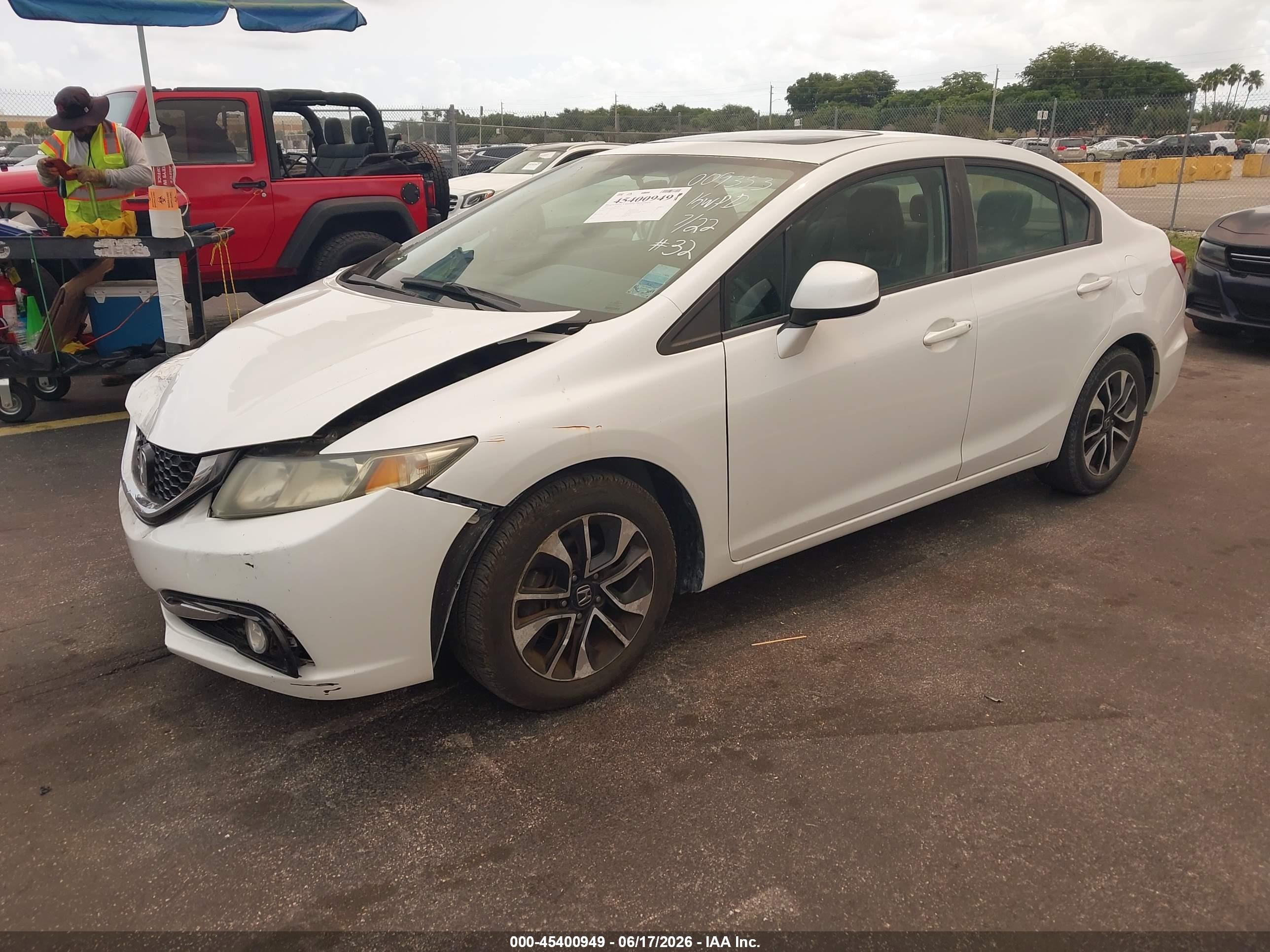 2013 Honda Civic Ex-l White vin: 19XFB2F96DE009353
