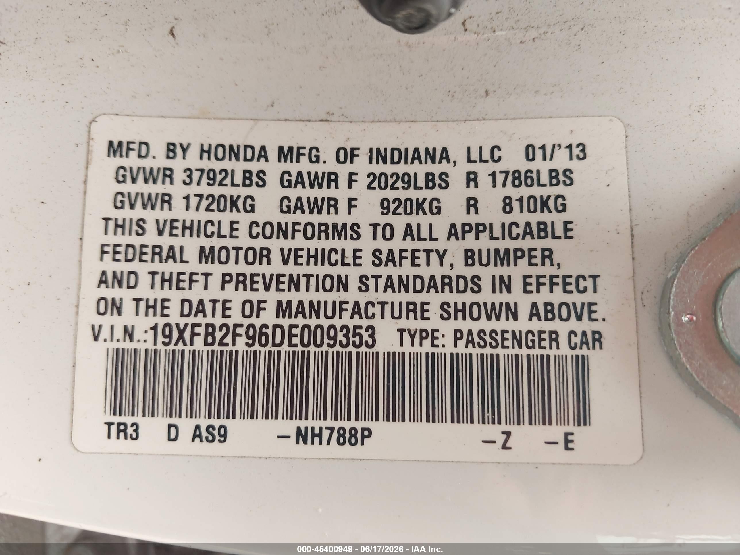 2013 Honda Civic Ex-l White vin: 19XFB2F96DE009353