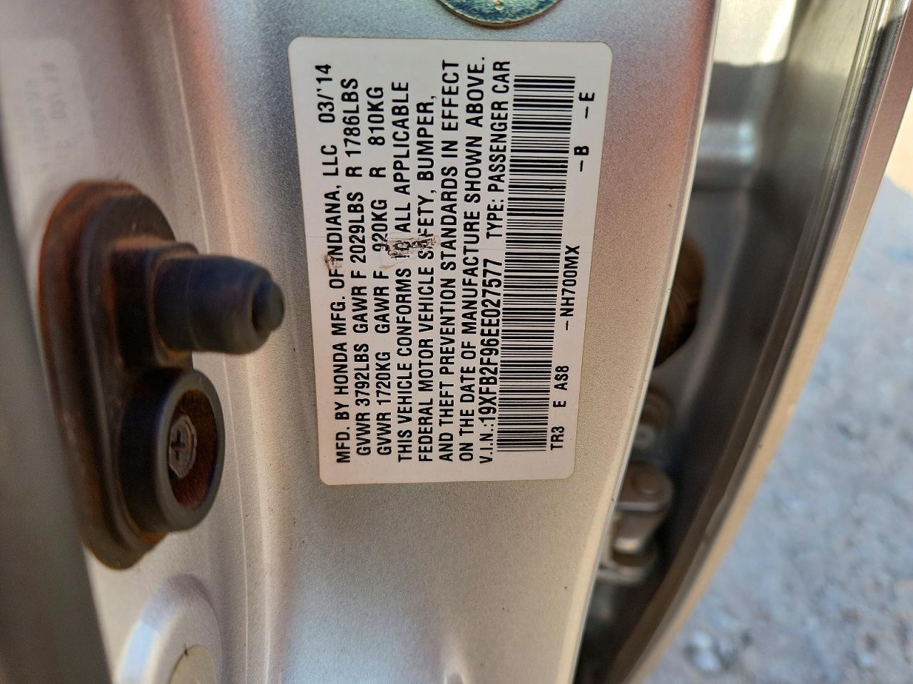 2014 Honda Civic Exl Silver vin: 19XFB2F96EE027577