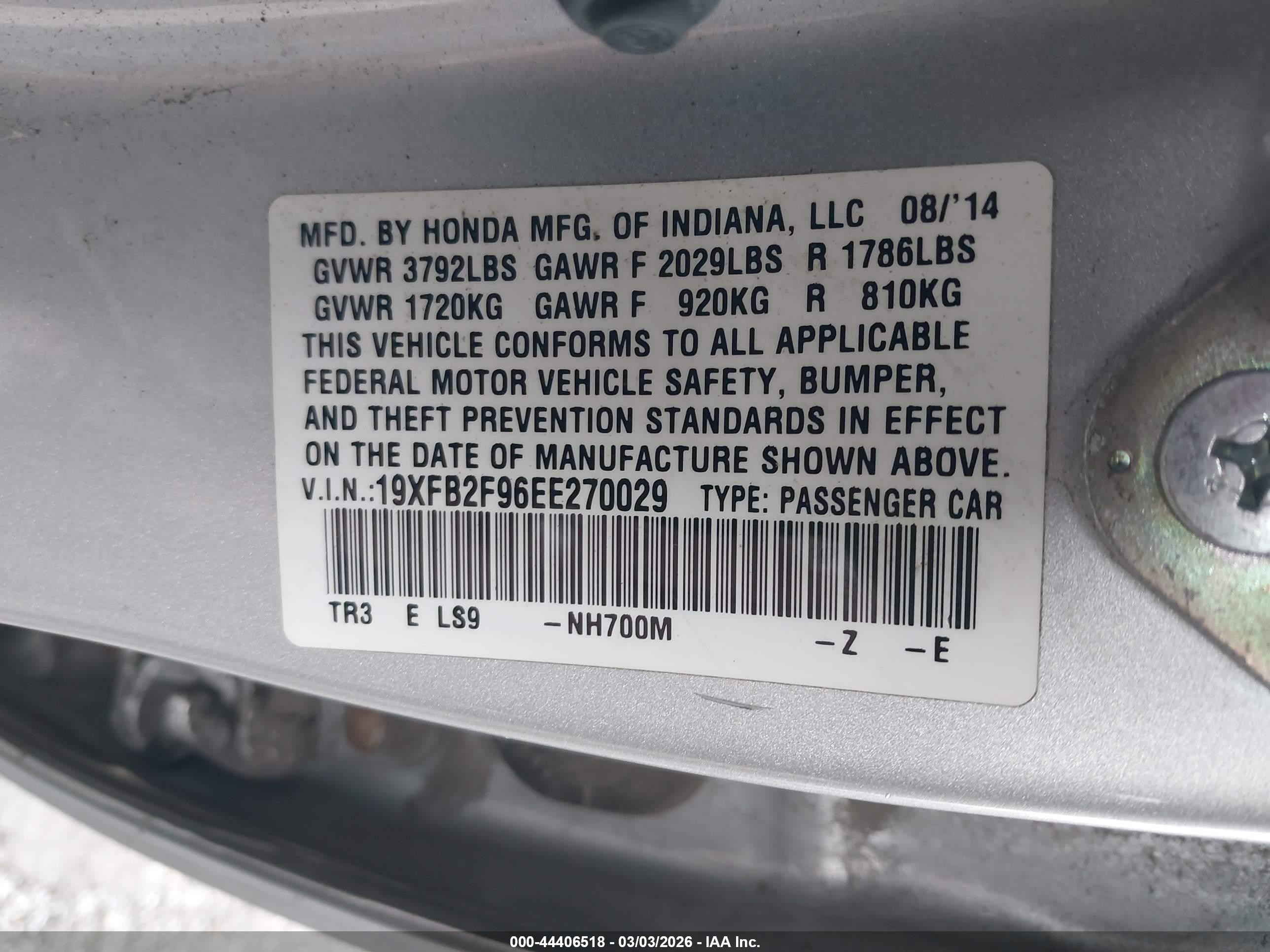 2014 Honda Civic Ex-l Silver vin: 19XFB2F96EE270029