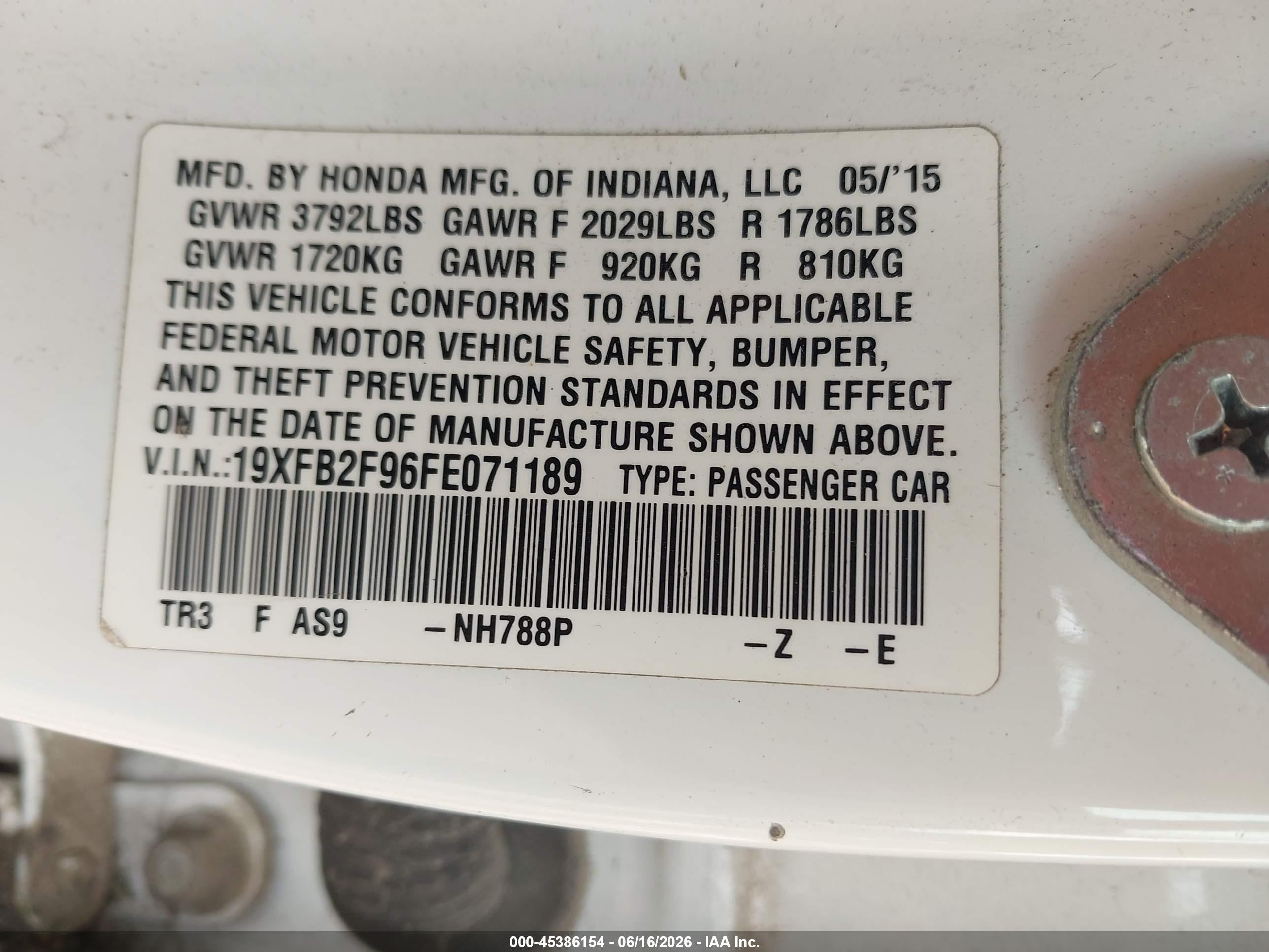 2015 Honda Civic Ex-l White vin: 19XFB2F96FE071189