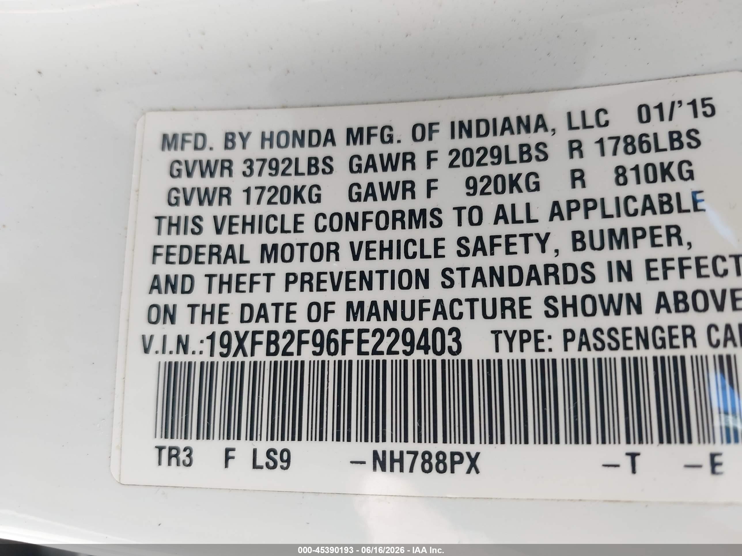 2015 Honda Civic Ex-l White vin: 19XFB2F96FE229403