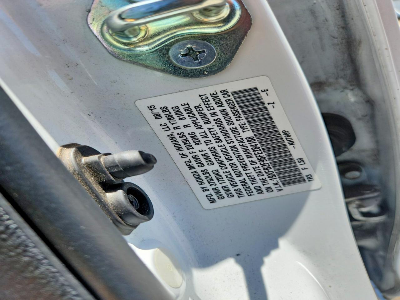 2015 Honda Civic Exl White vin: 19XFB2F96FE284188