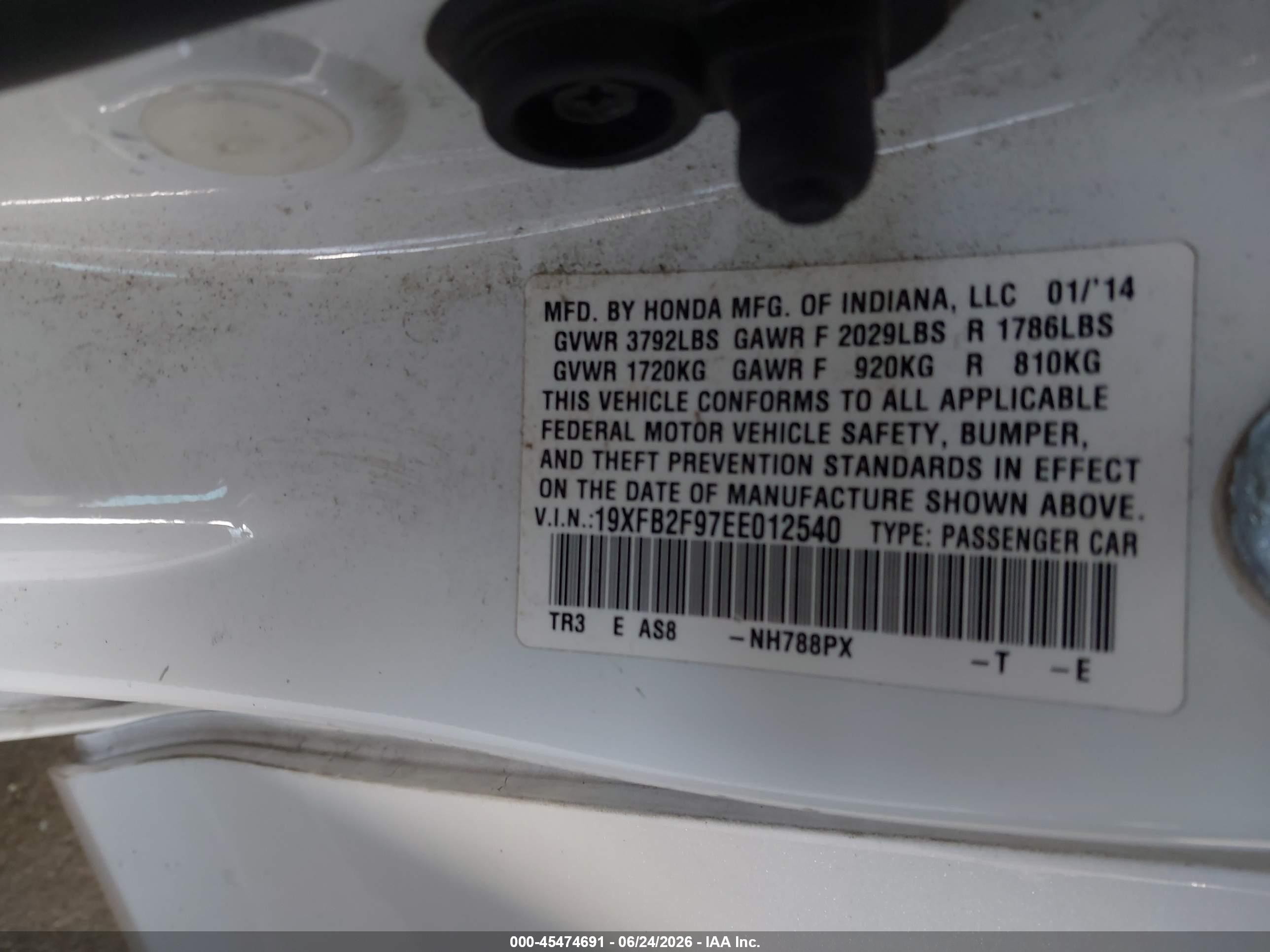 2014 Honda Civic Ex-l White vin: 19XFB2F97EE012540