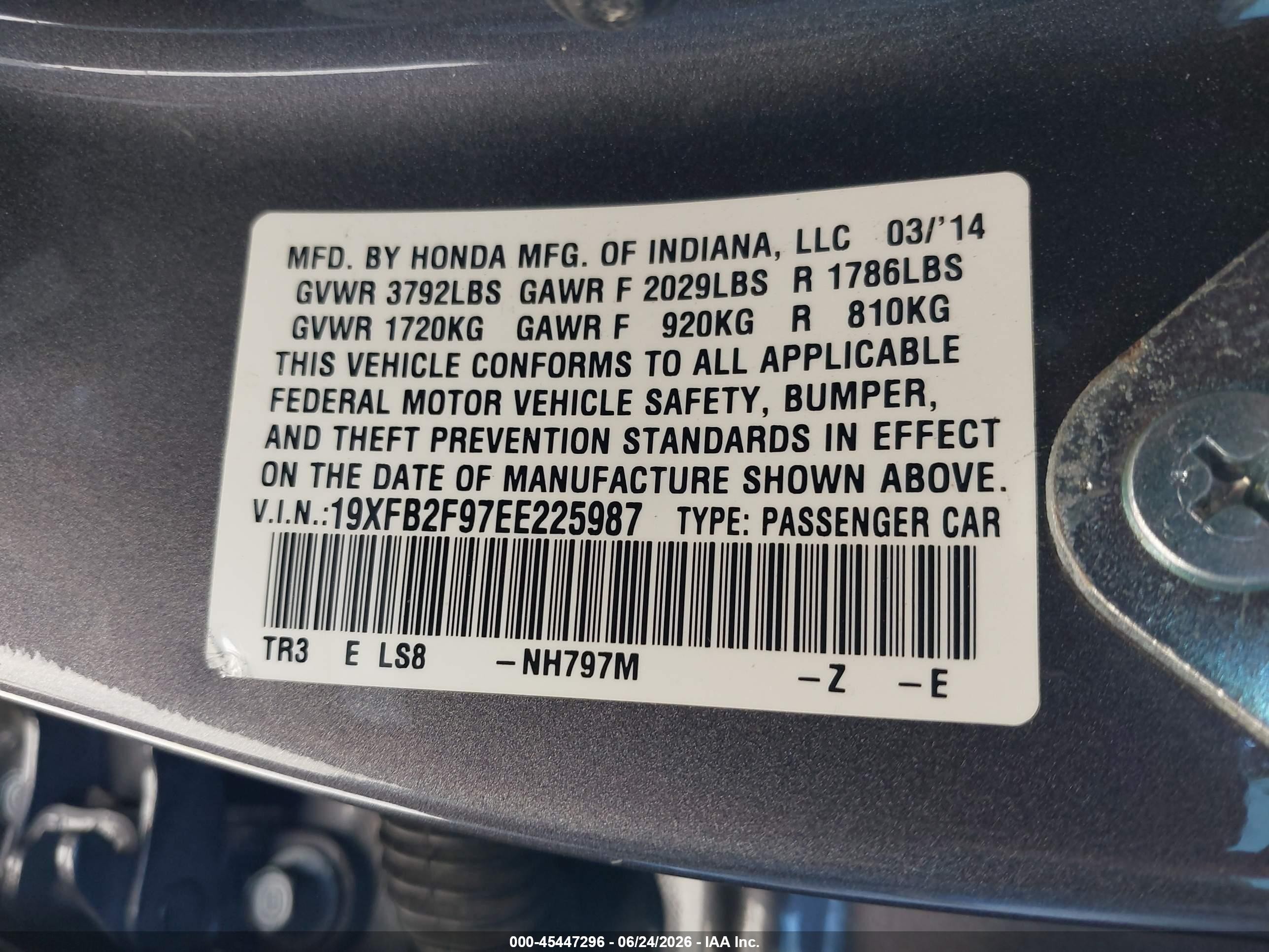 2014 Honda Civic Ex-l Gray vin: 19XFB2F97EE225987