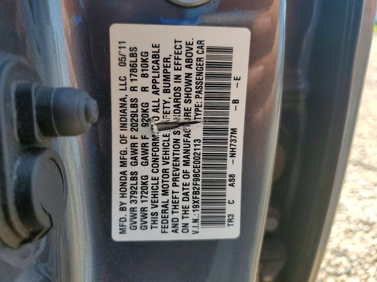 2012 Honda Civic Exl Teal vin: 19XFB2F98CE002113