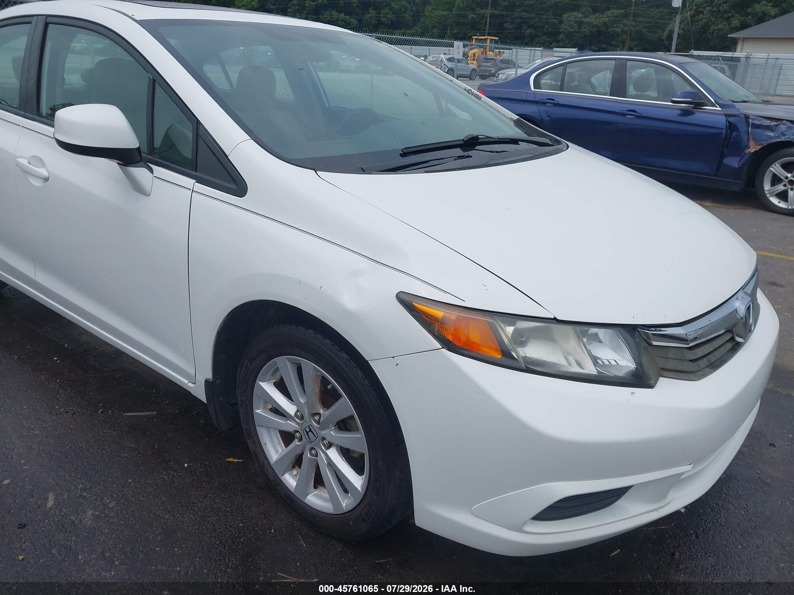 2012 Honda Civic Ex-l White vin: 19XFB2F98CE055734