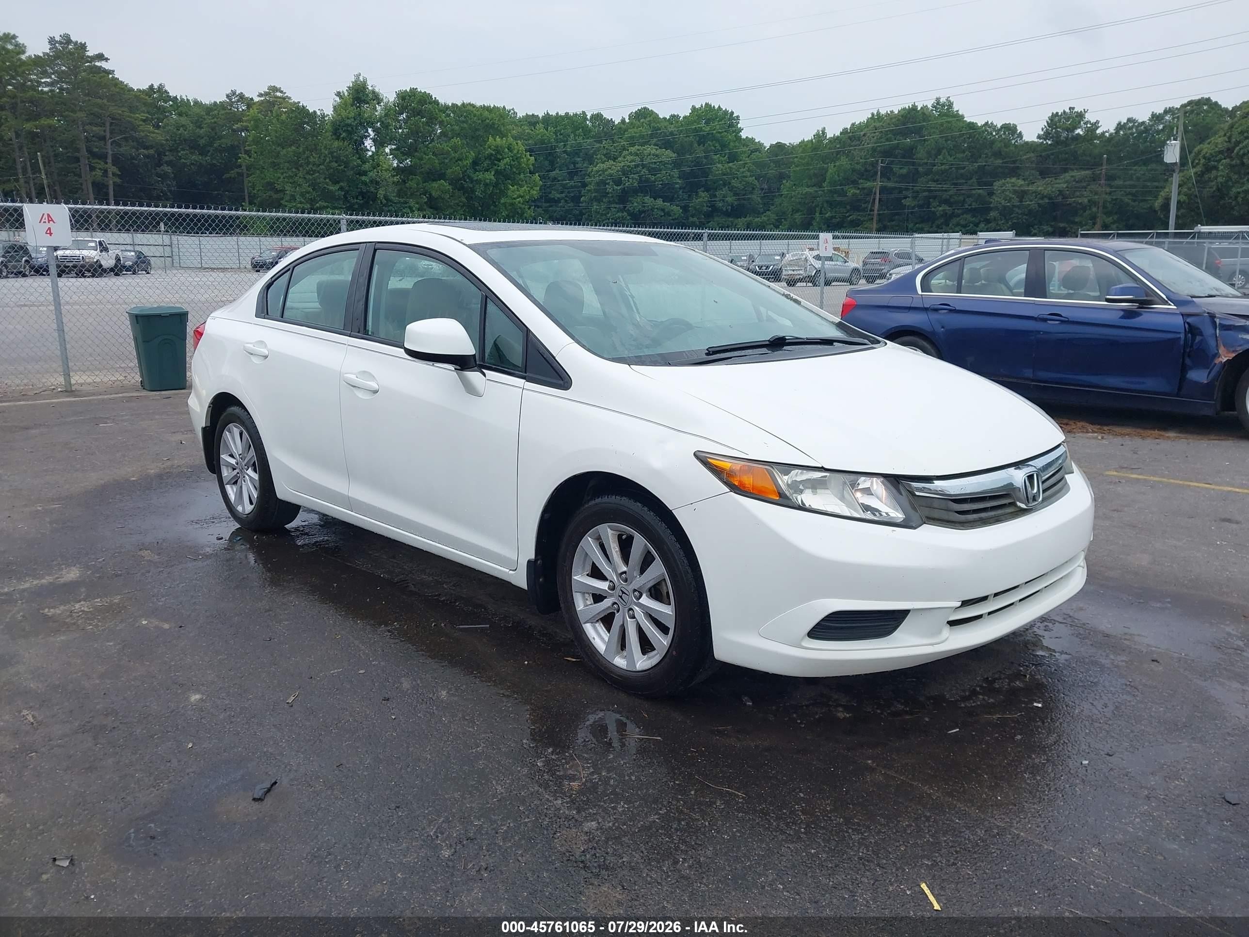 2012 Honda Civic Ex-l White vin: 19XFB2F98CE055734