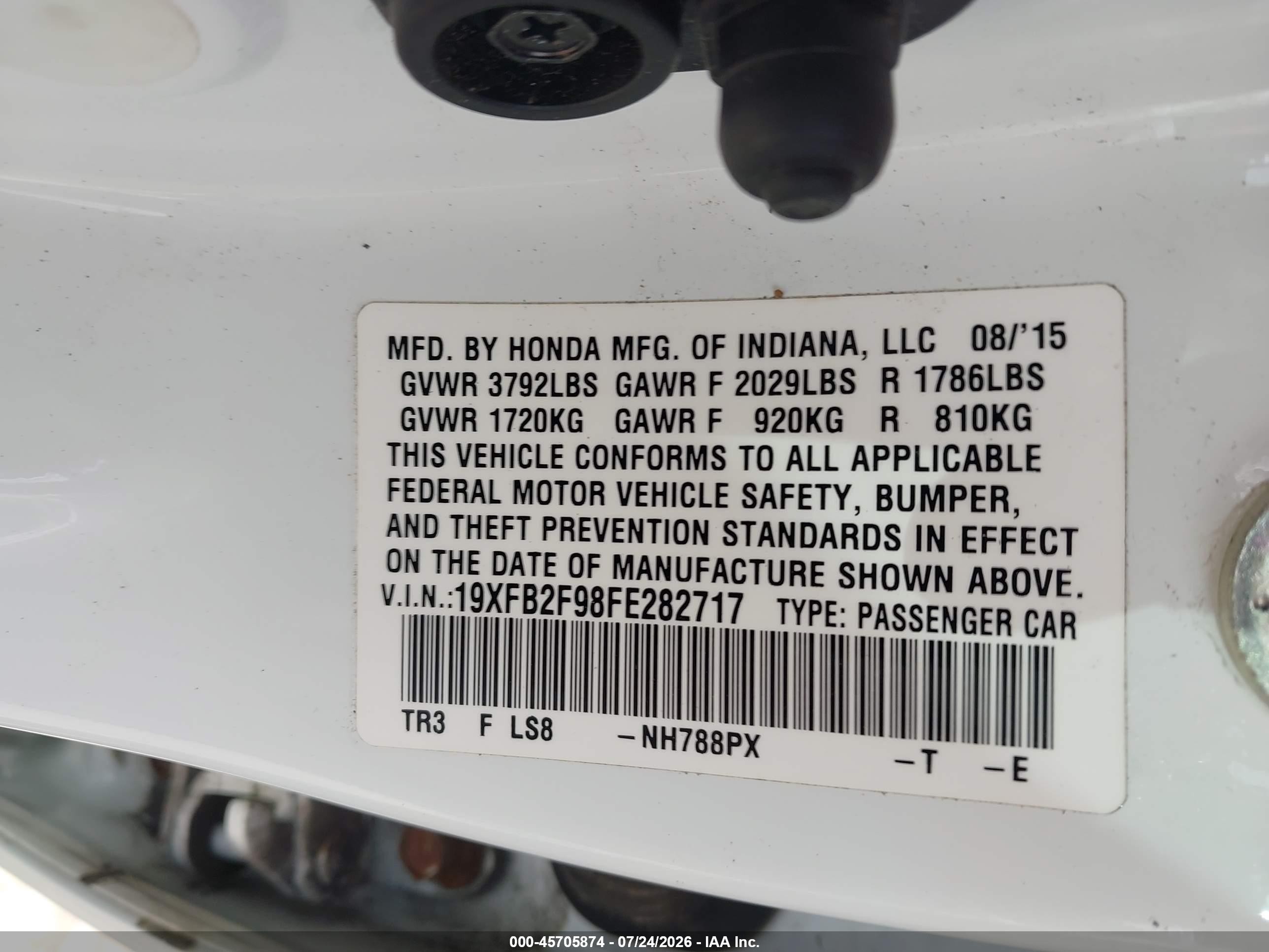 2015 Honda Civic Ex-l White vin: 19XFB2F98FE282717