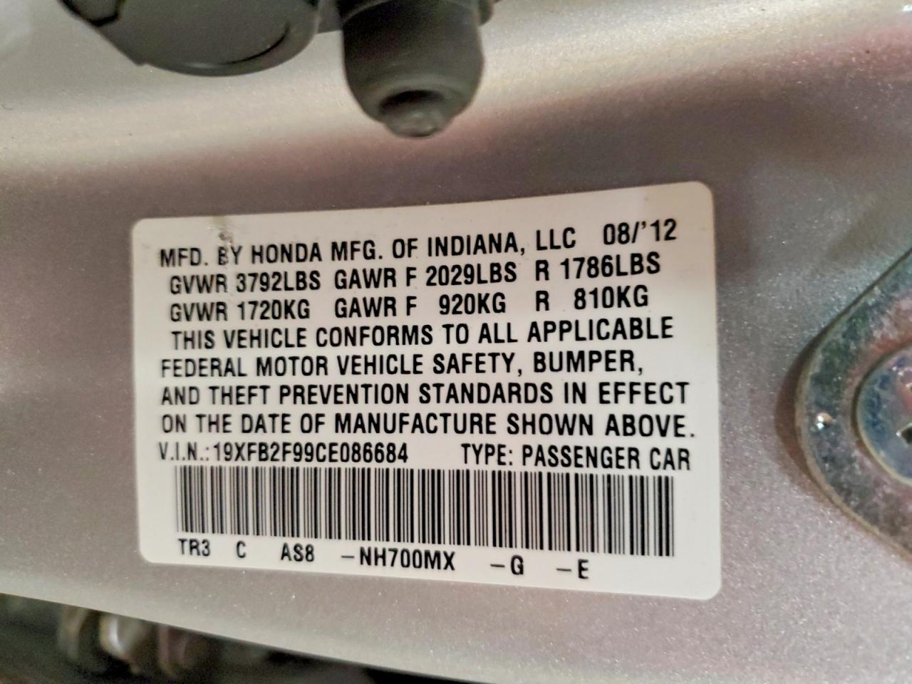 2012 Honda Civic Exl Silver vin: 19XFB2F99CE086684